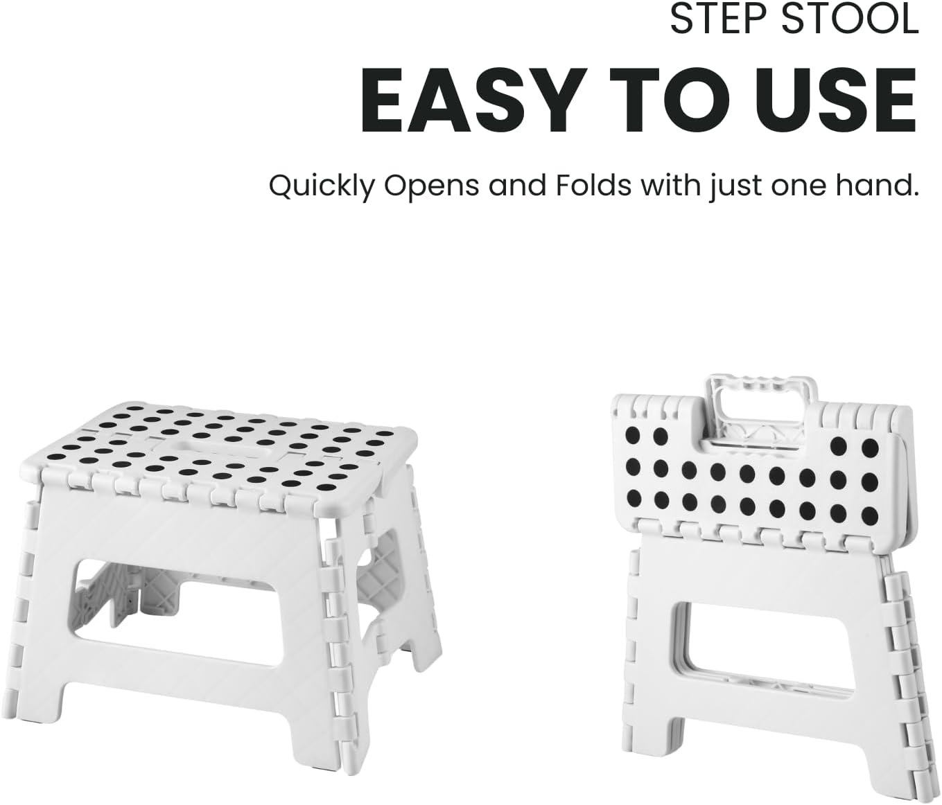 Folding Step Stool, 9 Inch Lightweight Foldable Stool Kids Step Stool for Kitchen Bathroom Home Bedroom, Sturdy Kid Foot Stepping Stool, White - Image 3