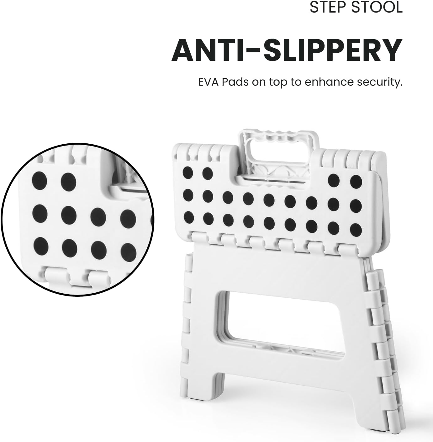 Folding Step Stool, 9 Inch Lightweight Foldable Stool Kids Step Stool for Kitchen Bathroom Home Bedroom, Sturdy Kid Foot Stepping Stool, White - Image 6