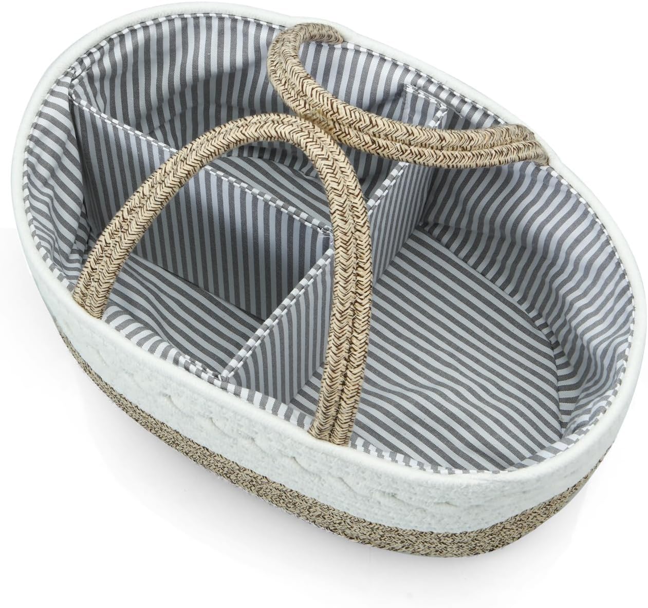 Baby Diaper Caddy Organizer, Portable Nursery Organizers and Storage Baby Basket, Cotton Rope Diaper Organizer for Baby Shower Gifts Newborn Infants - Brown - Image 5