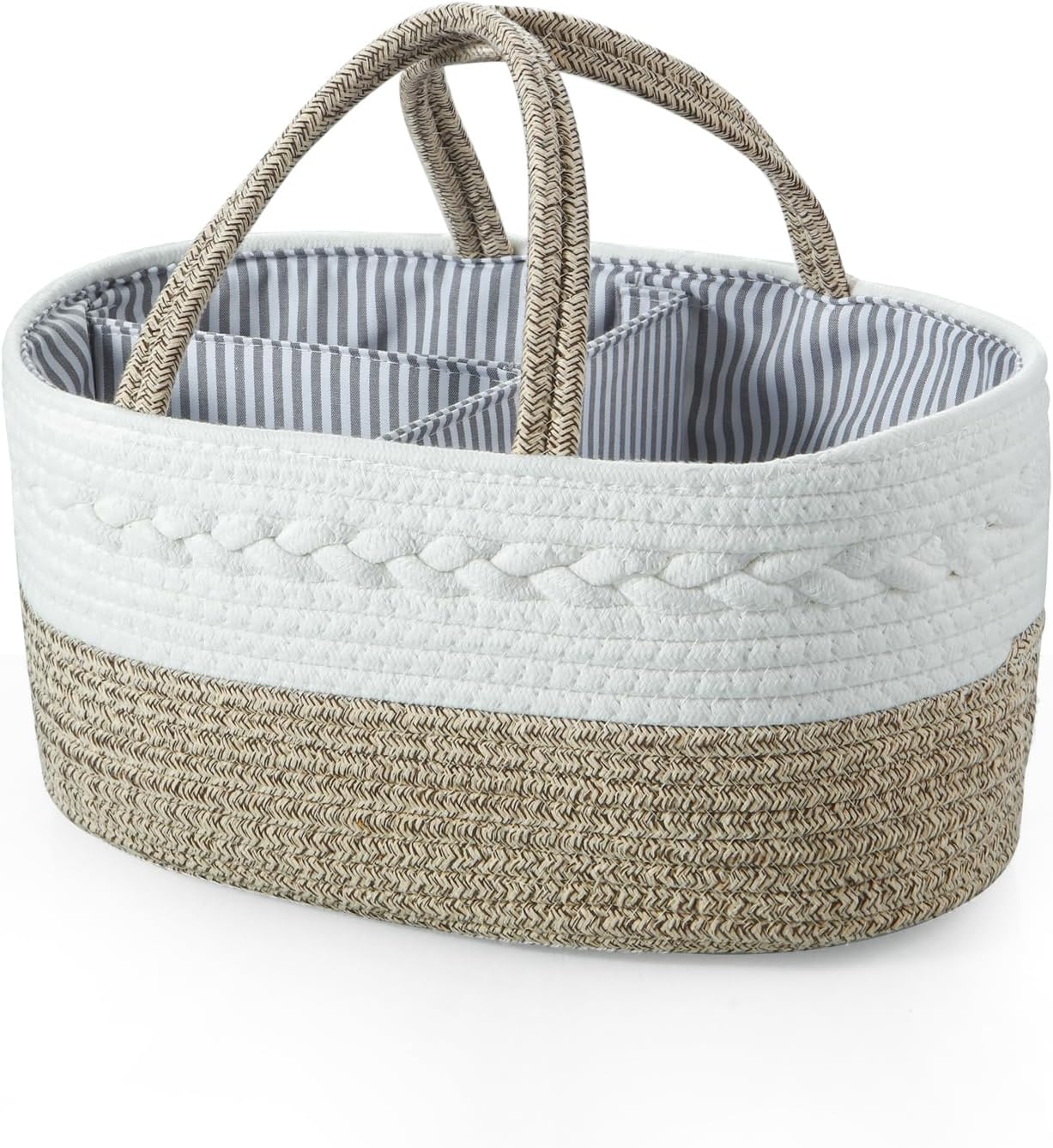 Baby Diaper Caddy Organizer, Portable Nursery Organizers and Storage Baby Basket, Cotton Rope Diaper Organizer for Baby Shower Gifts Newborn Infants - Brown - Image 7