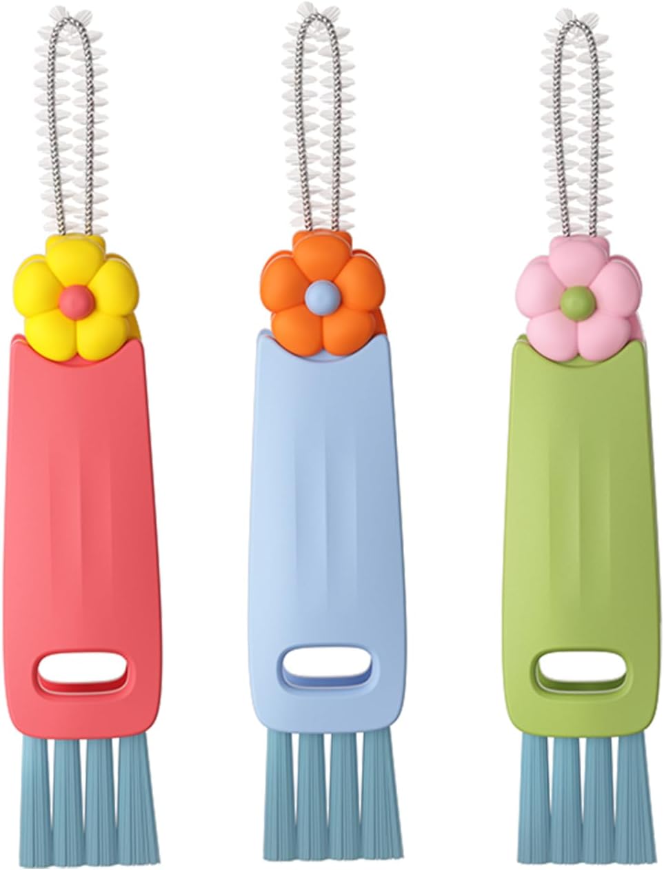 3 Pack 3-in-1 Cup Lid Cleaning Brush Set, Multifunctional Crevice Cleaner Tool for Bottle Gaps, Straw & Sealed Lid, Portable Brush for Food Storage Containers - Image 1