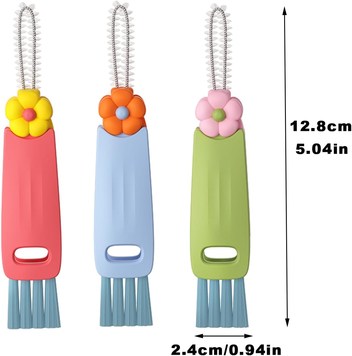 3 Pack 3-in-1 Cup Lid Cleaning Brush Set, Multifunctional Crevice Cleaner Tool for Bottle Gaps, Straw & Sealed Lid, Portable Brush for Food Storage Containers - Image 4
