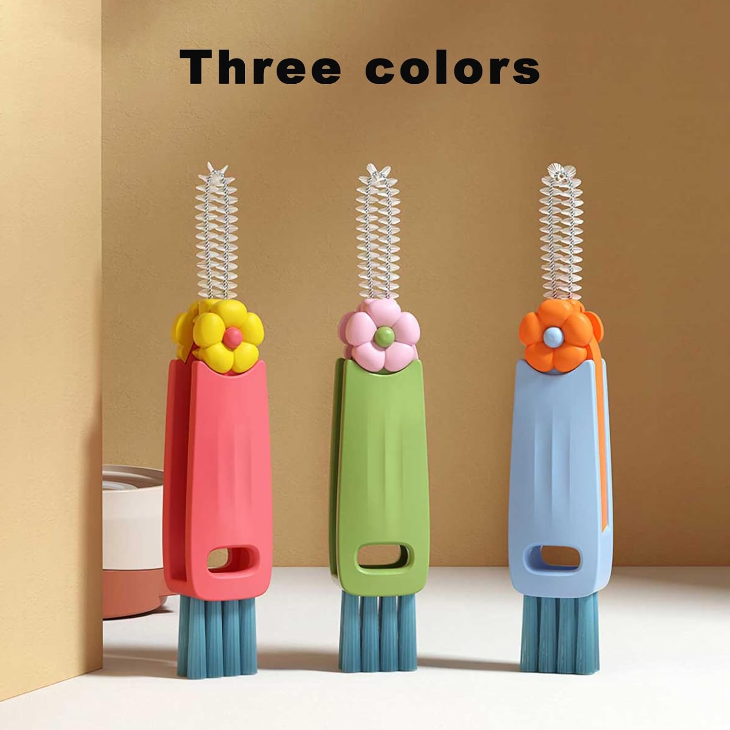 3 Pack 3-in-1 Cup Lid Cleaning Brush Set, Multifunctional Crevice Cleaner Tool for Bottle Gaps, Straw & Sealed Lid, Portable Brush for Food Storage Containers - Image 7