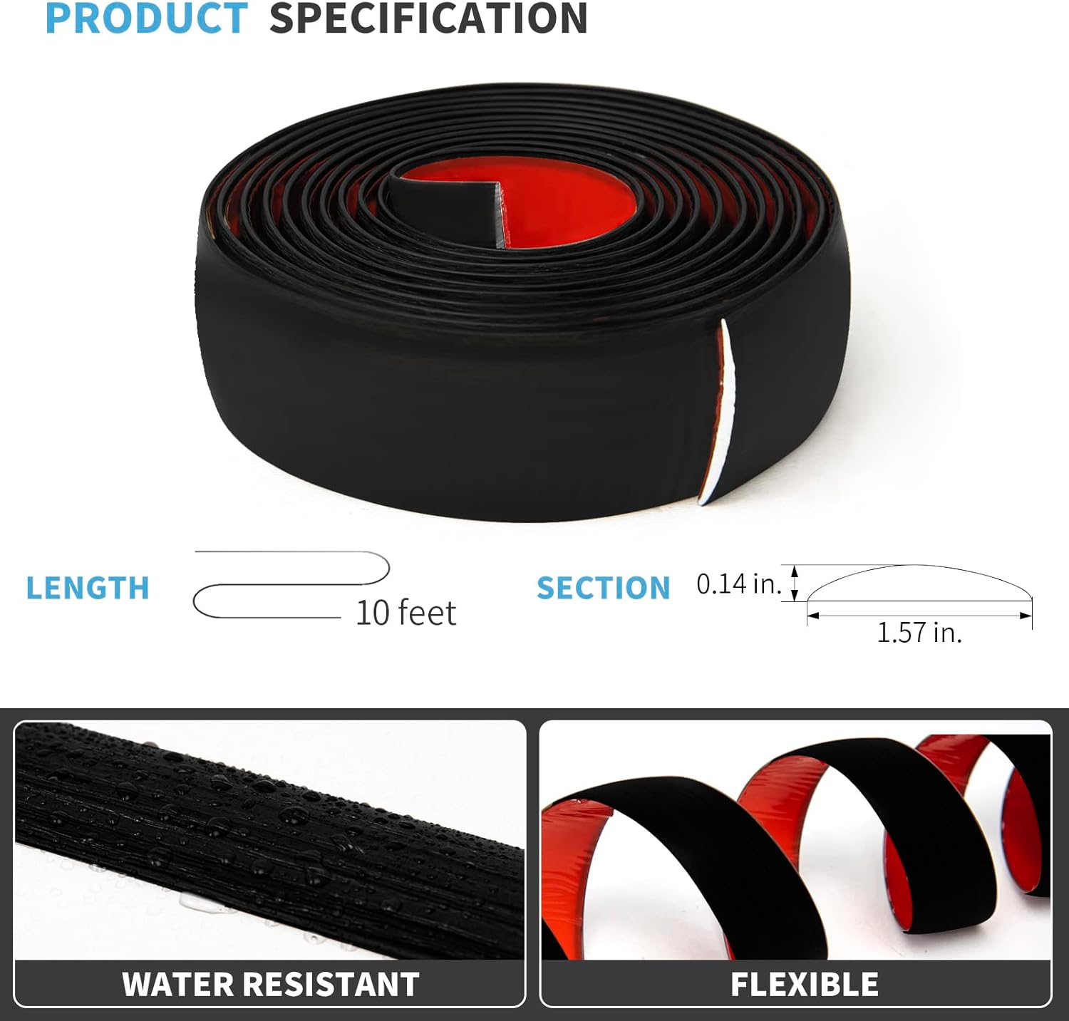 Self Adhesive Vinyl Floor Transition Strip,Laminate Floor Strip Floor Flat Divider Strip for Joining Floor Gaps,Carpet Threshold Transition,Floor Tiles（10 FT, 1.57in, Black） - Image 4
