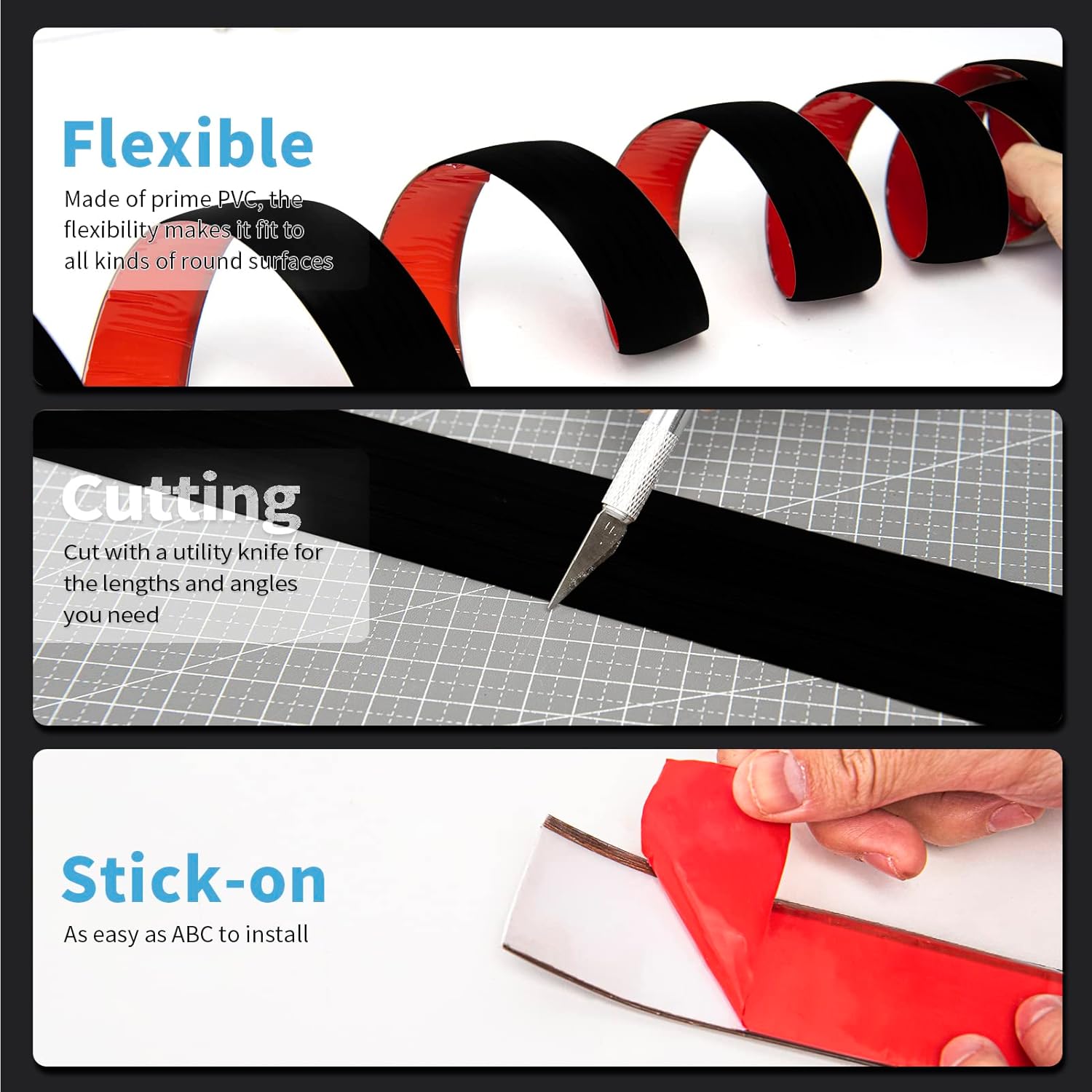 Self Adhesive Vinyl Floor Transition Strip,Laminate Floor Strip Floor Flat Divider Strip for Joining Floor Gaps,Carpet Threshold Transition,Floor Tiles（10 FT, 1.57in, Black） - Image 6