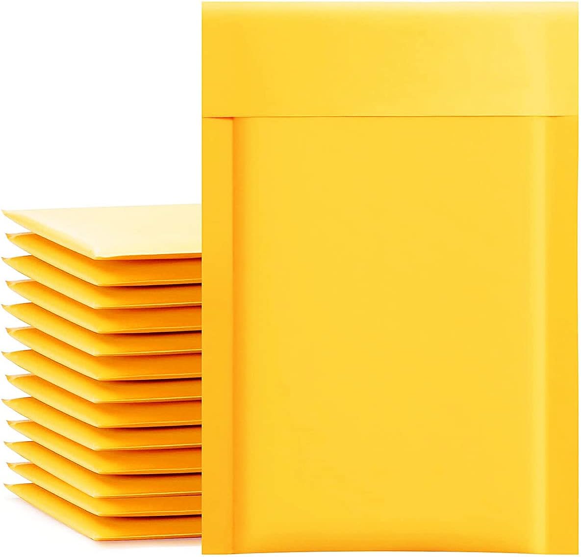 Kraft Bubble Mailers 4x8 Inch 50 Pcs,Small Self-Sealing Mail Shipping Bags,Yellow Padded Envelopes #000 - Image 1