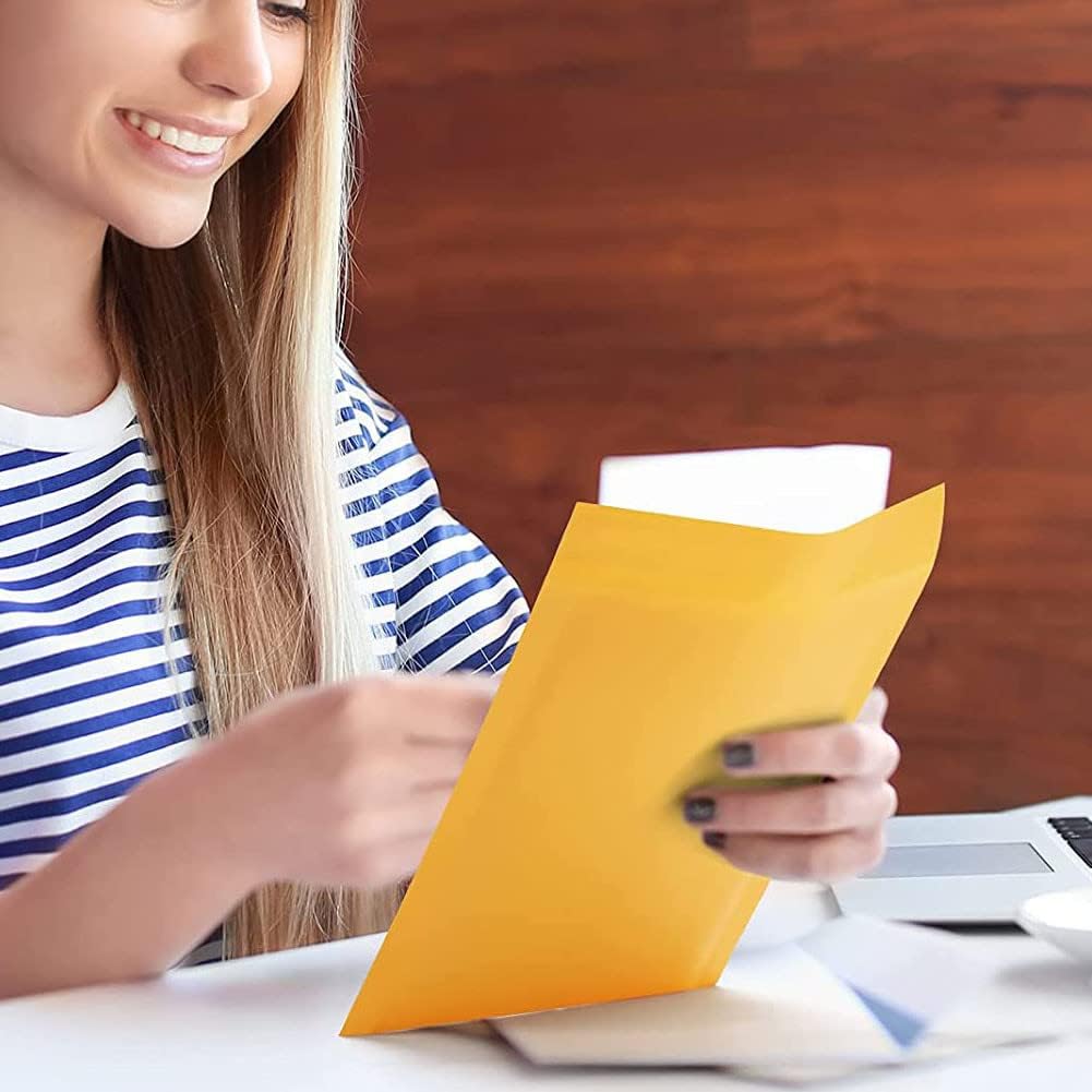 Kraft Bubble Mailers 4x8 Inch 50 Pcs,Small Self-Sealing Mail Shipping Bags,Yellow Padded Envelopes #000 - Image 5