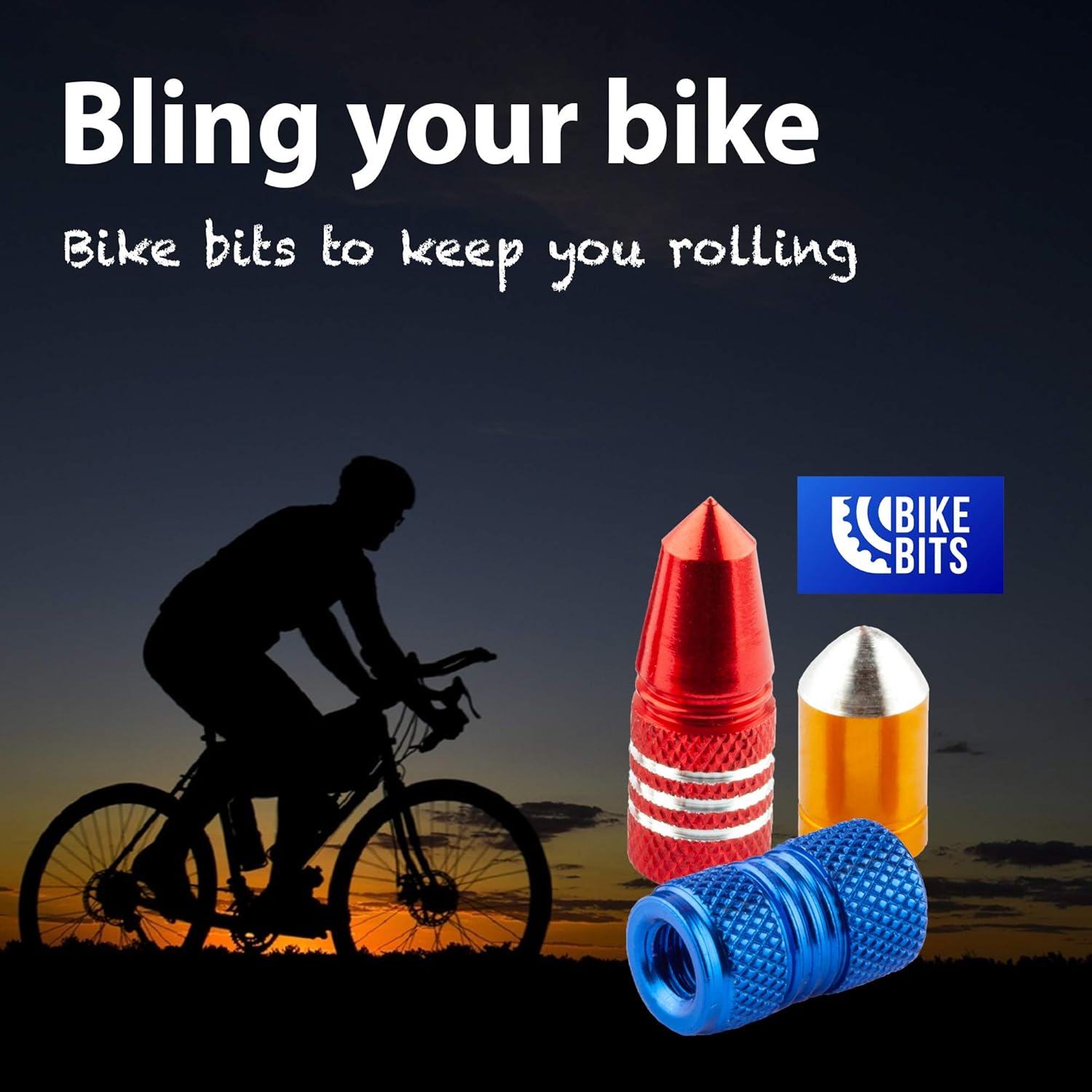 Presta Valve Caps - Anodized Aluminum - Use On Presta/French Valves - Designs: Bullet, Rocket, Hamburger, Pocket Rocket (4 Pack) - Image 8