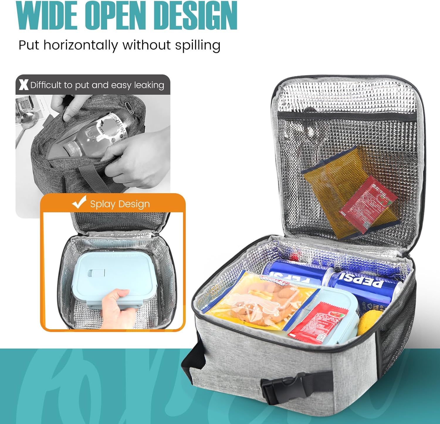 Lunch Bag for Men/Women, Reusable Lunch Box for Adult, Small Insulated Lunch Box, Lunch Tote Bag for Office, Work, Picnic - Image 3