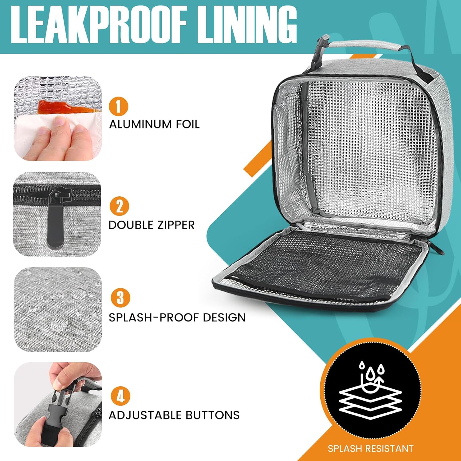 Lunch Bag for Men/Women, Reusable Lunch Box for Adult, Small Insulated Lunch Box, Lunch Tote Bag for Office, Work, Picnic - Image 4