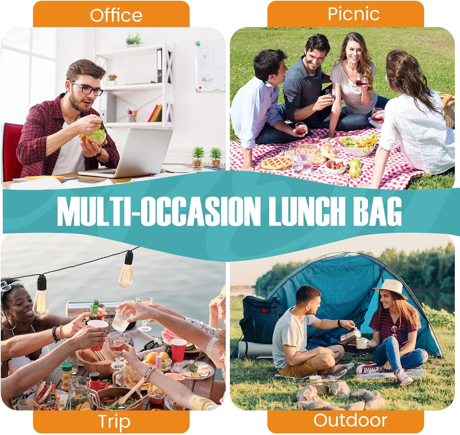 Lunch Bag for Men/Women, Reusable Lunch Box for Adult, Small Insulated Lunch Box, Lunch Tote Bag for Office, Work, Picnic - Image 7