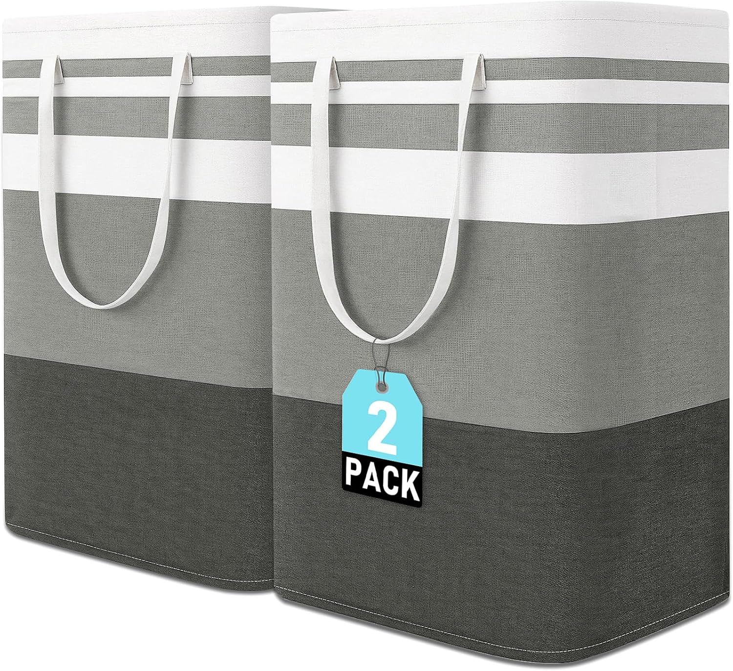 Freestanding Laundry Basket Collapsible Laundry Hamper 2-Pack Large Clothes Storage Bin Foldable Laundry Baskets for Bedroom, Bathroom, Laundry Room - Image 1