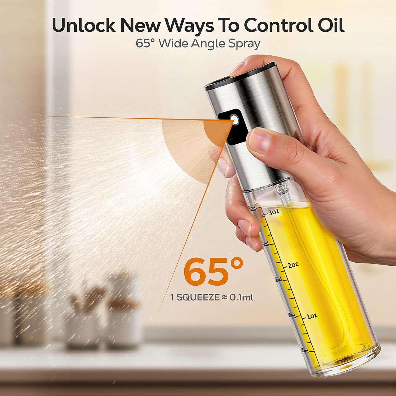 Oil Spray Bottle 2Pcs: Olive Sprayer for Cooking, Olive Oil Dispenser Bottle for Kitchen Gadgets,Food-grade Glass Oil Mister for Air Fryer, Frying, Salad, BBQ (2) - Image 2