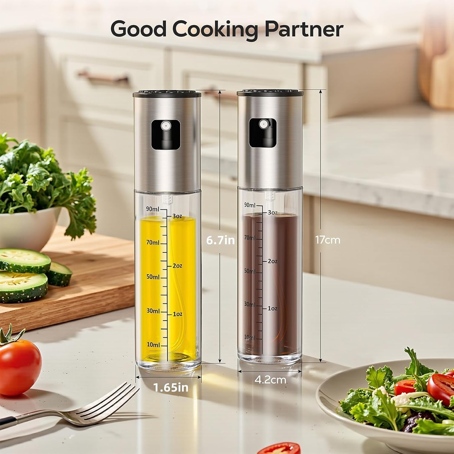 Oil Spray Bottle 2Pcs: Olive Sprayer for Cooking, Olive Oil Dispenser Bottle for Kitchen Gadgets,Food-grade Glass Oil Mister for Air Fryer, Frying, Salad, BBQ (2) - Image 3
