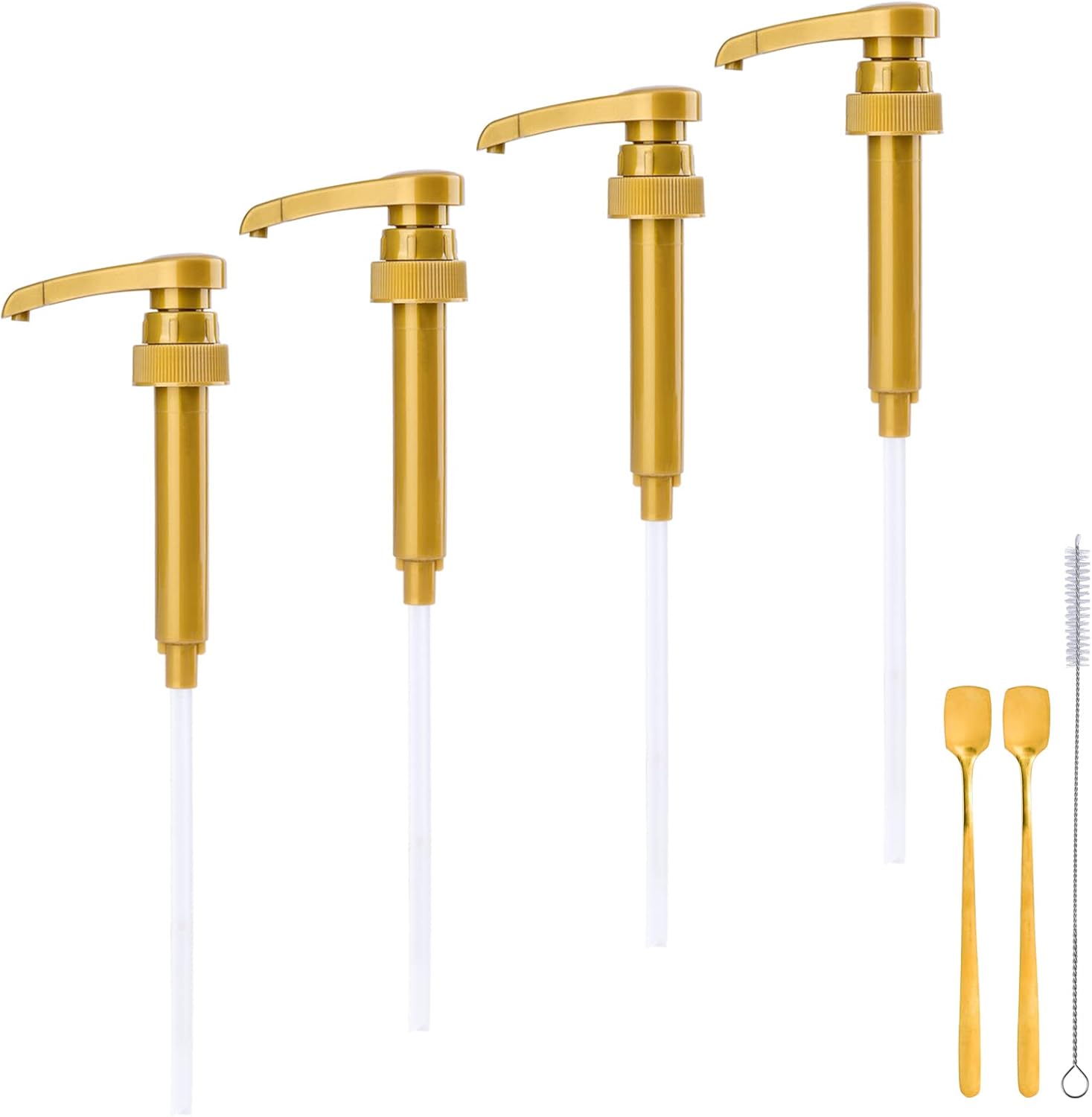 4PCS Syrup Pump for 25.4 Oz/750ml Flavorings Bottles, Coffee Syrup Pump Dispenser, Compatible with Torani, Matteo's, DaVinci, Jordans Skinny Syrups Bottles, Syrup Dispenser for Coffee Bar Accessories - Image 1