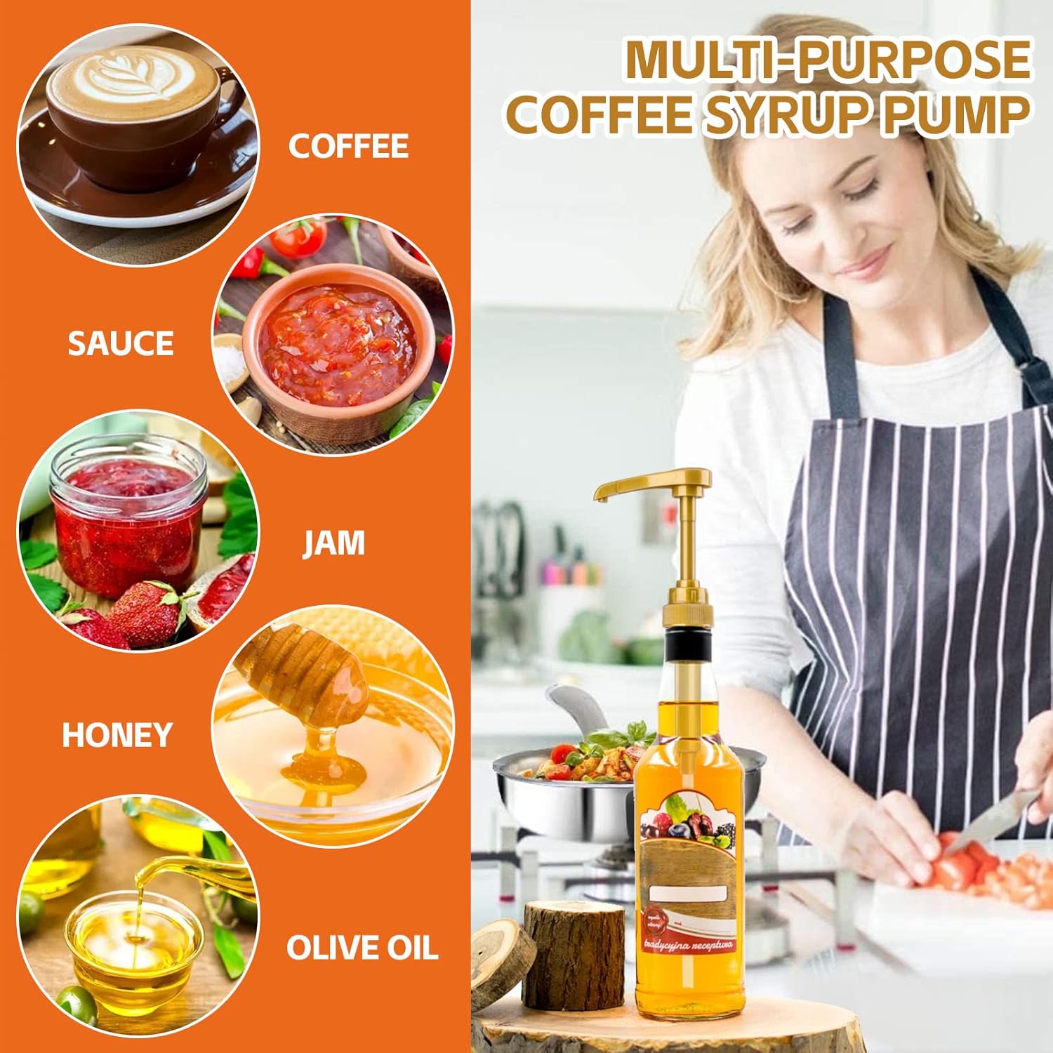 4PCS Syrup Pump for 25.4 Oz/750ml Flavorings Bottles, Coffee Syrup Pump Dispenser, Compatible with Torani, Matteo's, DaVinci, Jordans Skinny Syrups Bottles, Syrup Dispenser for Coffee Bar Accessories - Image 5