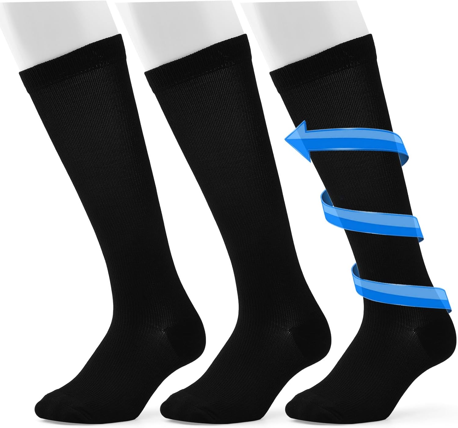 3 Pairs Compression Socks for Women & Men, Circulation 15-25mmHg Support Socks for Athletic, Running, Cycling, Nurse - Image 1