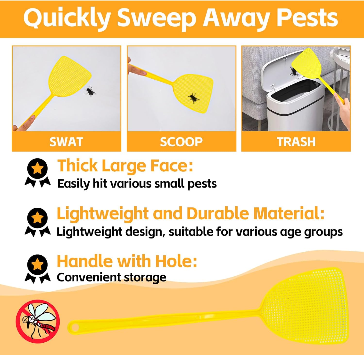 Plastic Fly Swatter, 10 Pack Multi-Color Strong Fly Killer, Manual Pest Control Fly Catcher for Indoor Outdoor Mosquitoes, Flies, Spiders, Insect - Image 5