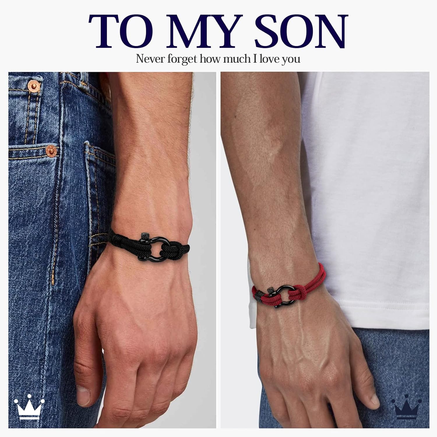 To My Son Bracelet from Mom with Inspirational Love Quotes, I Will Always Be with You Leather Bracelets for Men, Showing Mother Love You Forever, Personalized Custom Men Bracelets Graduation Birthday Back to School Gifts for Son from Mom - Image 5