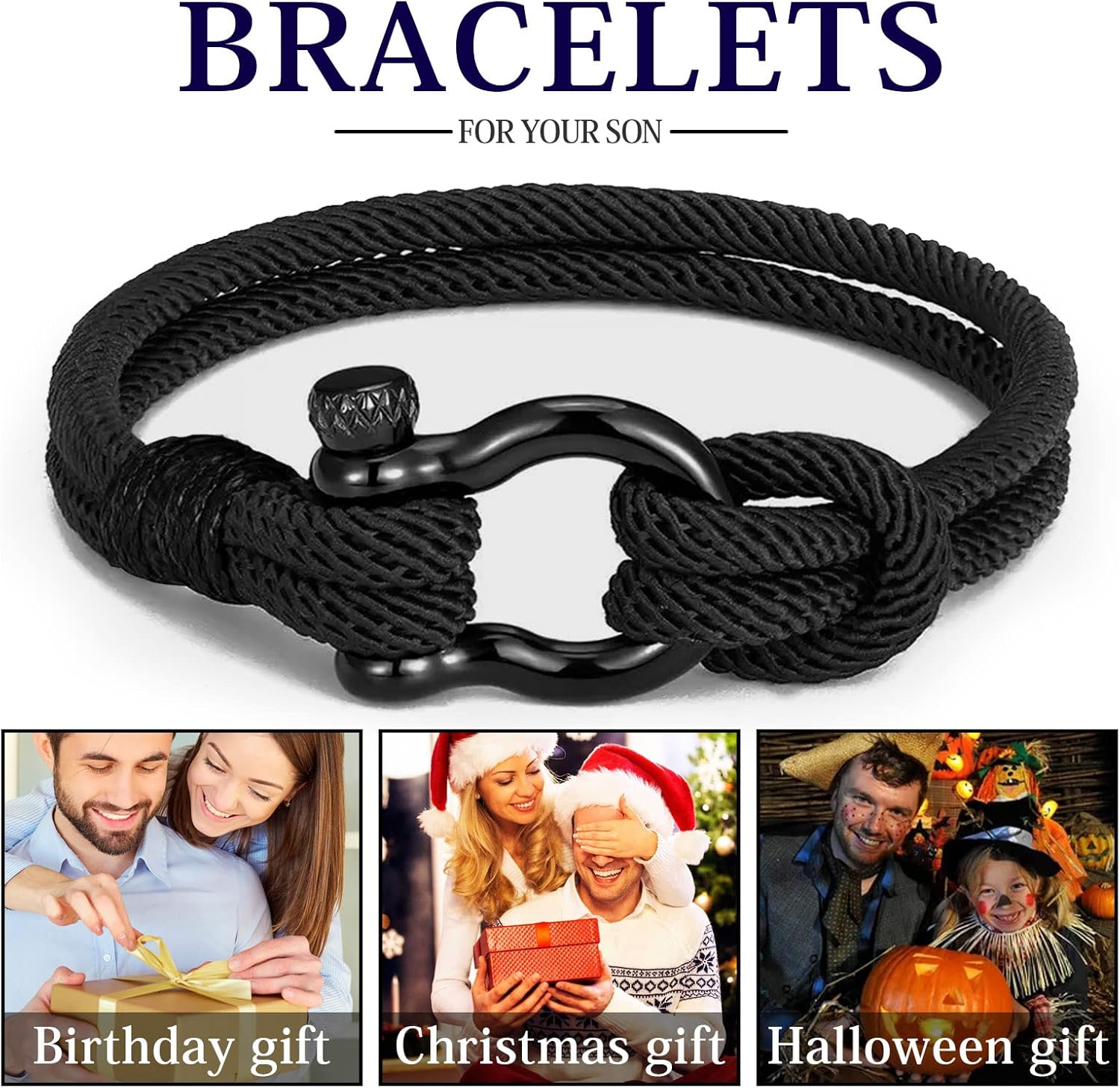 To My Son Bracelet from Mom with Inspirational Love Quotes, I Will Always Be with You Leather Bracelets for Men, Showing Mother Love You Forever, Personalized Custom Men Bracelets Graduation Birthday Back to School Gifts for Son from Mom - Image 7