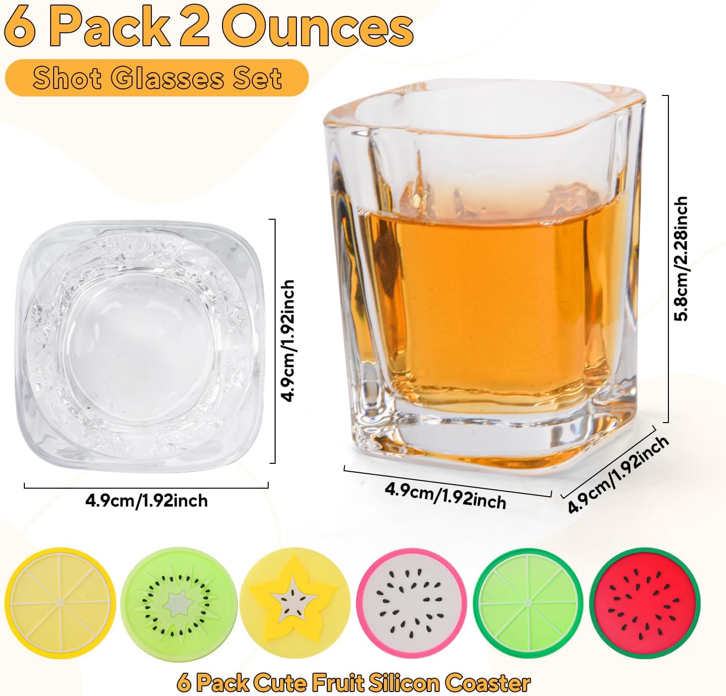 6 Pack 2oz Heavy Base Shot Glasses Set, Square Clear Shot Glasses Bulk, Tequila Shot Glass Small Bar Cart Accessories Espresso Shot Glass Holder for Spirits & Liquors, Whiskey, Vodka, Tequila, Party - Image 2