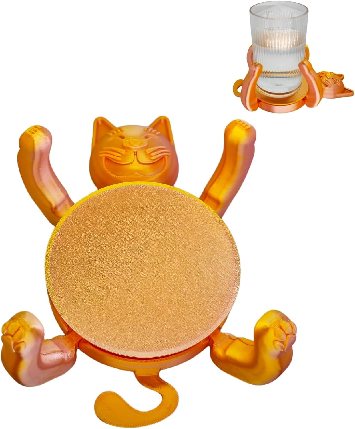 Funny Cat Coasters Cup Cuddler, 3D Creative Coasters for Drinks, Bars, Party, Birthday Gifts for Cat Lovers, Home Decor Housewarming and White Elephant Gifts Ideas - Image 1