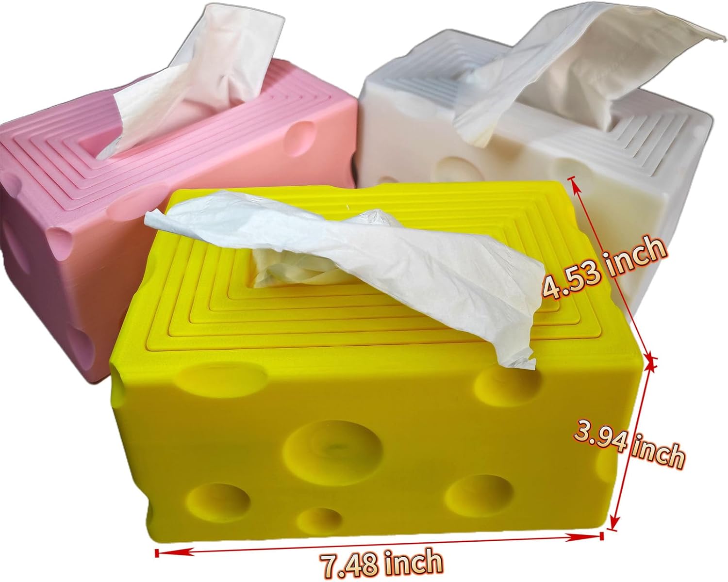 Cheese Automatic Sinking Tissue Box Cover, Stylish Rectangle Sunken Tissue Box Holder with Pull-Out Bottom, Decorative Tissue Cover for Bathroom Toilet Bedroom Table Desk Office (Yellow) - Image 4