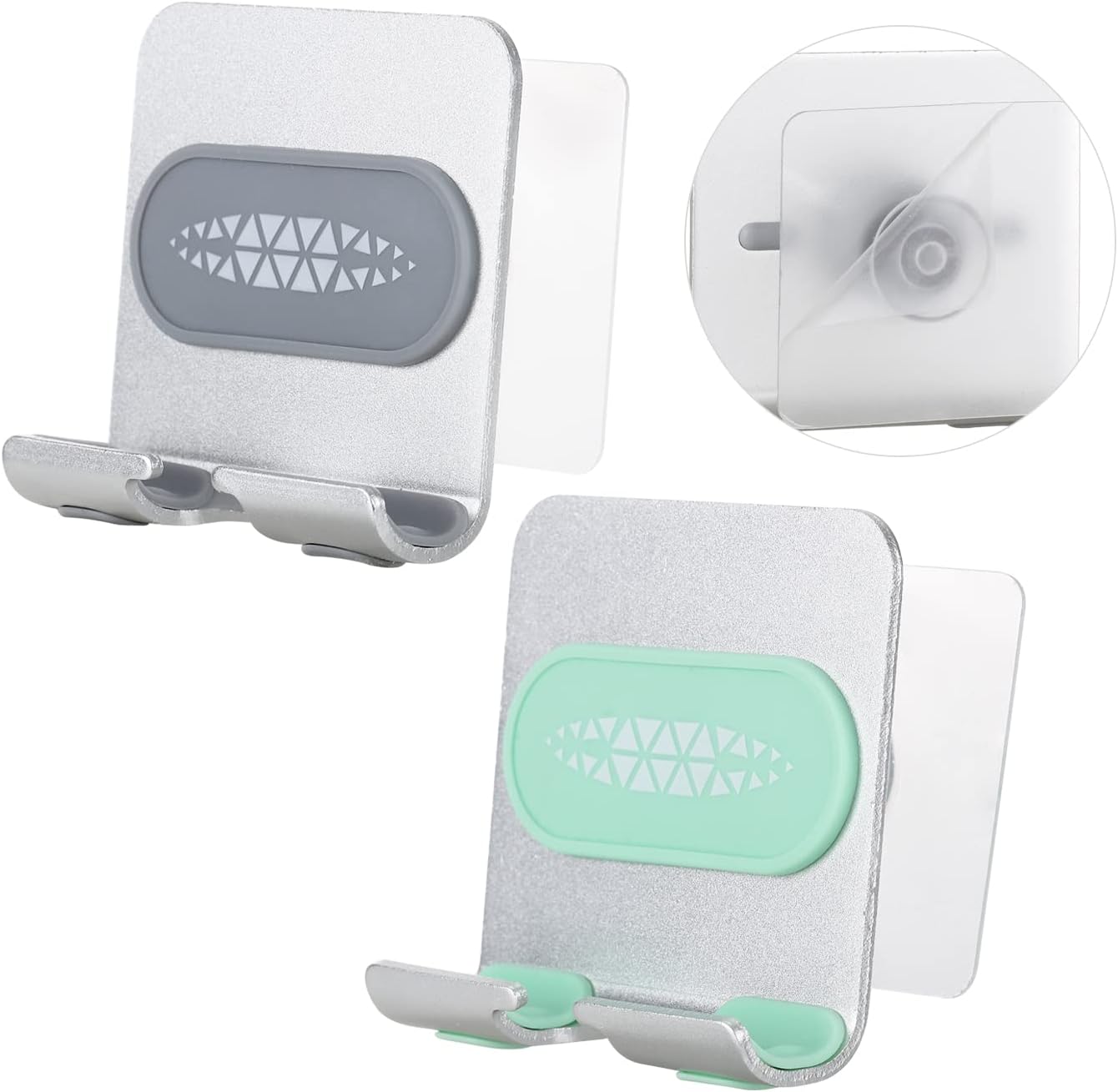 2 PCS Shower Phone Holder, Shower Phone Mount Phone Holder for Shower Wall Mount Phone Holder Phone Wall Mount Adjustable Cellphone Stand Cell Phone Stand with Adhesive Pads for Bathroom Kitchen - Image 1