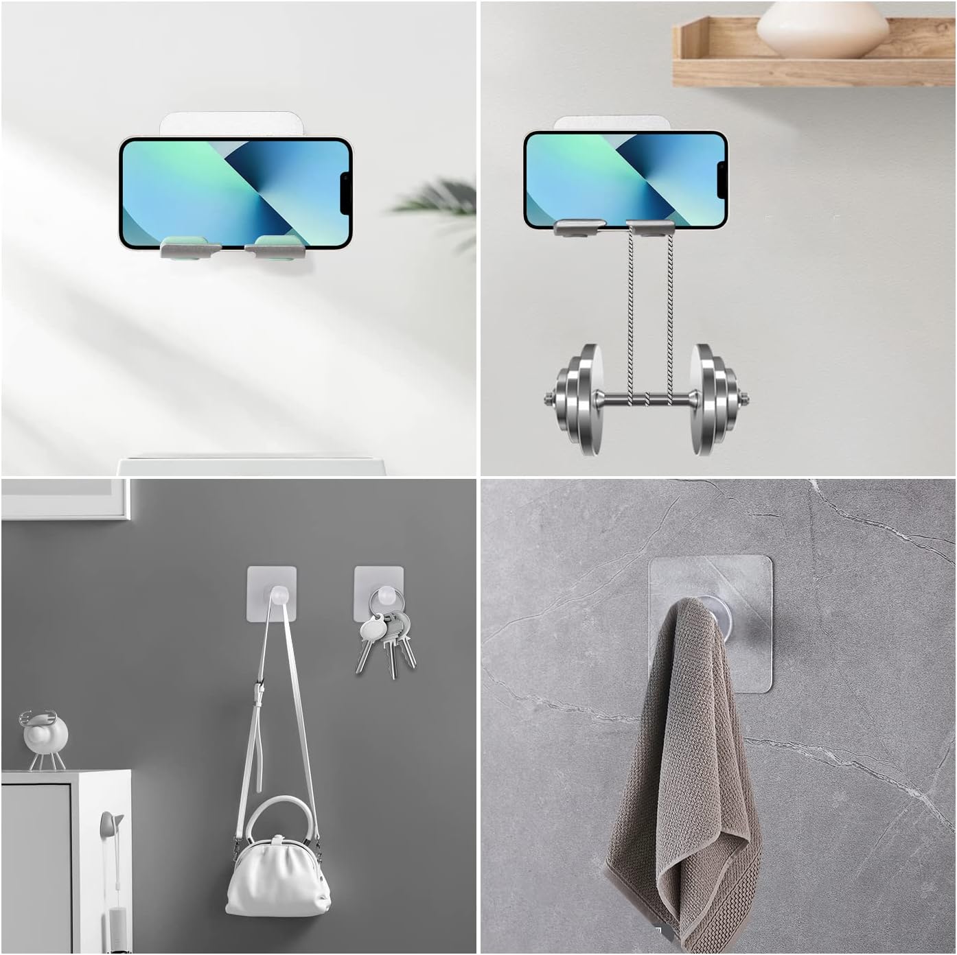 2 PCS Shower Phone Holder, Shower Phone Mount Phone Holder for Shower Wall Mount Phone Holder Phone Wall Mount Adjustable Cellphone Stand Cell Phone Stand with Adhesive Pads for Bathroom Kitchen - Image 5
