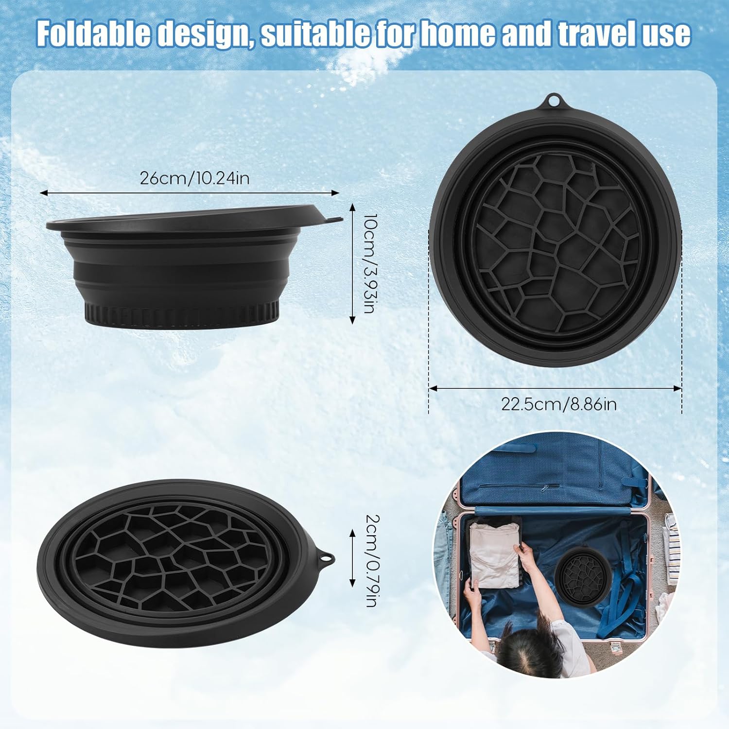 Face Ice Bath Bowl, Foldable Face Bowls, Silicone Ice Bowl with Built-In Icetray, Space Saving Facial Baths for Puffiness Relief Soothe Skin, Facial Bath for Home and Travel - Image 2