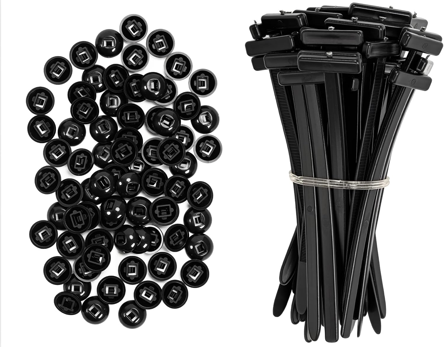Nylon Universal Zip Ties, 100PCS Cable Ties Buckle, Self-Locking Multipurpose Black Zip Ties Heavy Duty for Car Daily Repair Indoor and Outdoor UV Resistant - Image 1