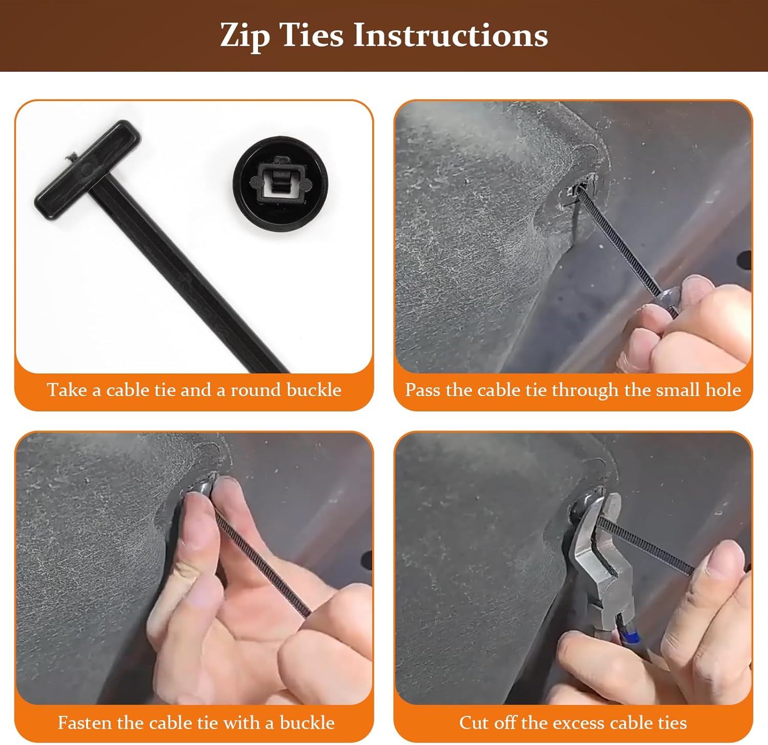 Nylon Universal Zip Ties, 100PCS Cable Ties Buckle, Self-Locking Multipurpose Black Zip Ties Heavy Duty for Car Daily Repair Indoor and Outdoor UV Resistant - Image 5