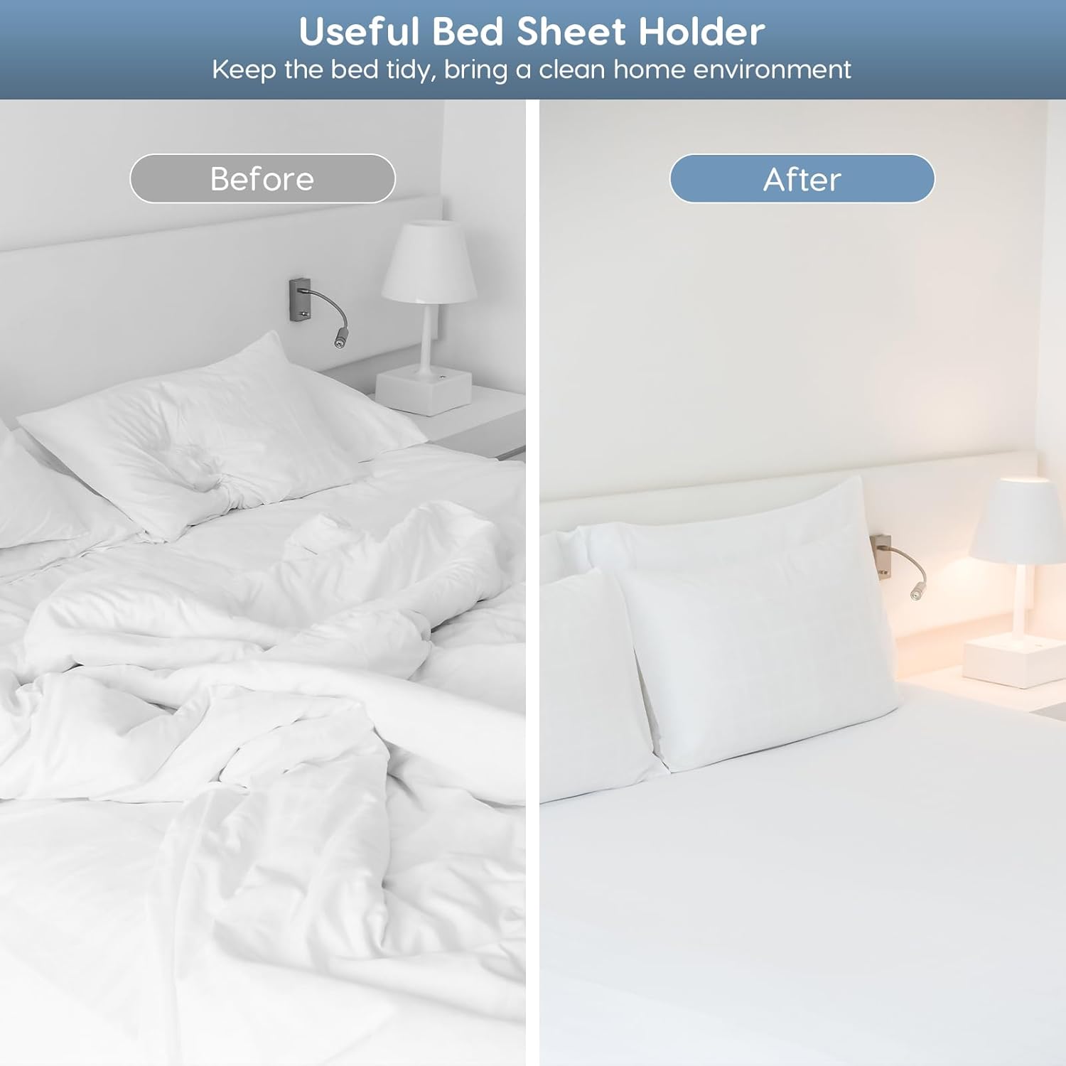 4PCS Bed Sheet Holders Straps for Corners, Elastic Adjustable Fitted Sheet Holder, Easy Install Bed Sheet Holder Suit for Round and Square Mattresses Bedspread Fasteners and Suspenders - Image 5