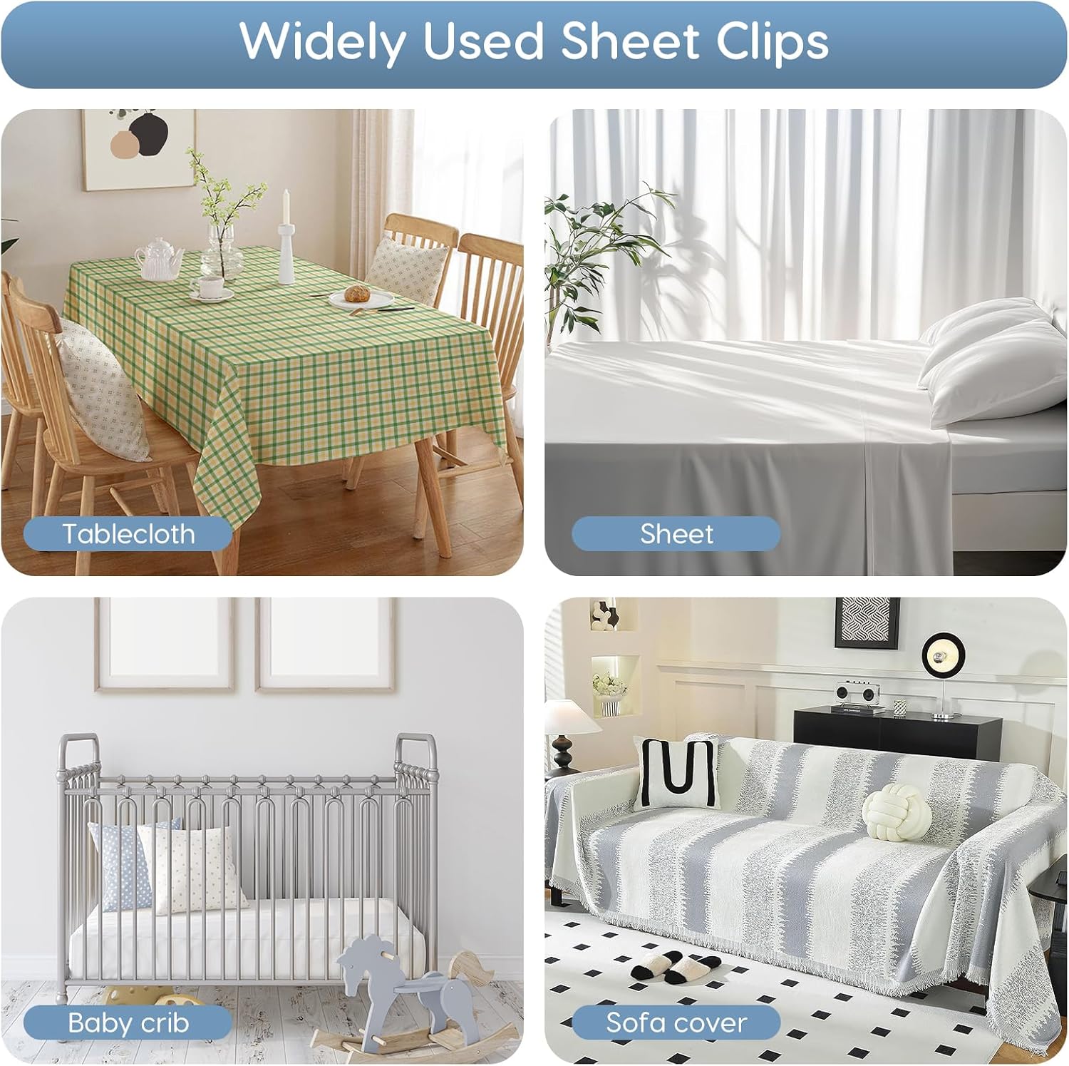 4PCS Bed Sheet Holders Straps for Corners, Elastic Adjustable Fitted Sheet Holder, Easy Install Bed Sheet Holder Suit for Round and Square Mattresses Bedspread Fasteners and Suspenders - Image 6