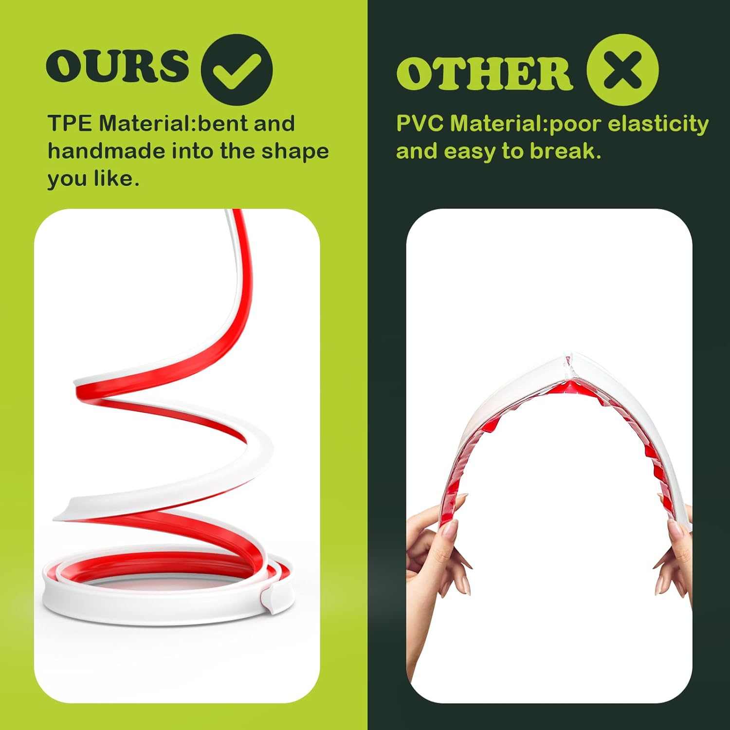 TPE Flexible Molding Trim, 6M Peel and Stick Moulding, Self-Adhesive Caulk Strip Quarter Round Trim,Baseboard Trim for Wall Corner Deco, Ceiling, Backsplash Tile Edge, Countertops(White,12 * 9MM) - Image 4