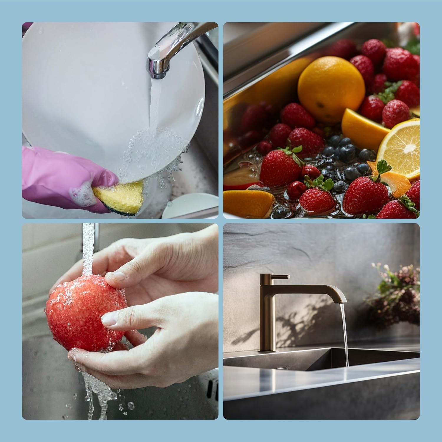 2 Pack All Metal Stainless Steel 3 in 1 Kitchen Sink Drain Strainer, Upgraded Anti-Rust Sink Stop Combo, Anti-Clogging Stainless Steel Basket with Metal Handle for US Standard 3-1/2
