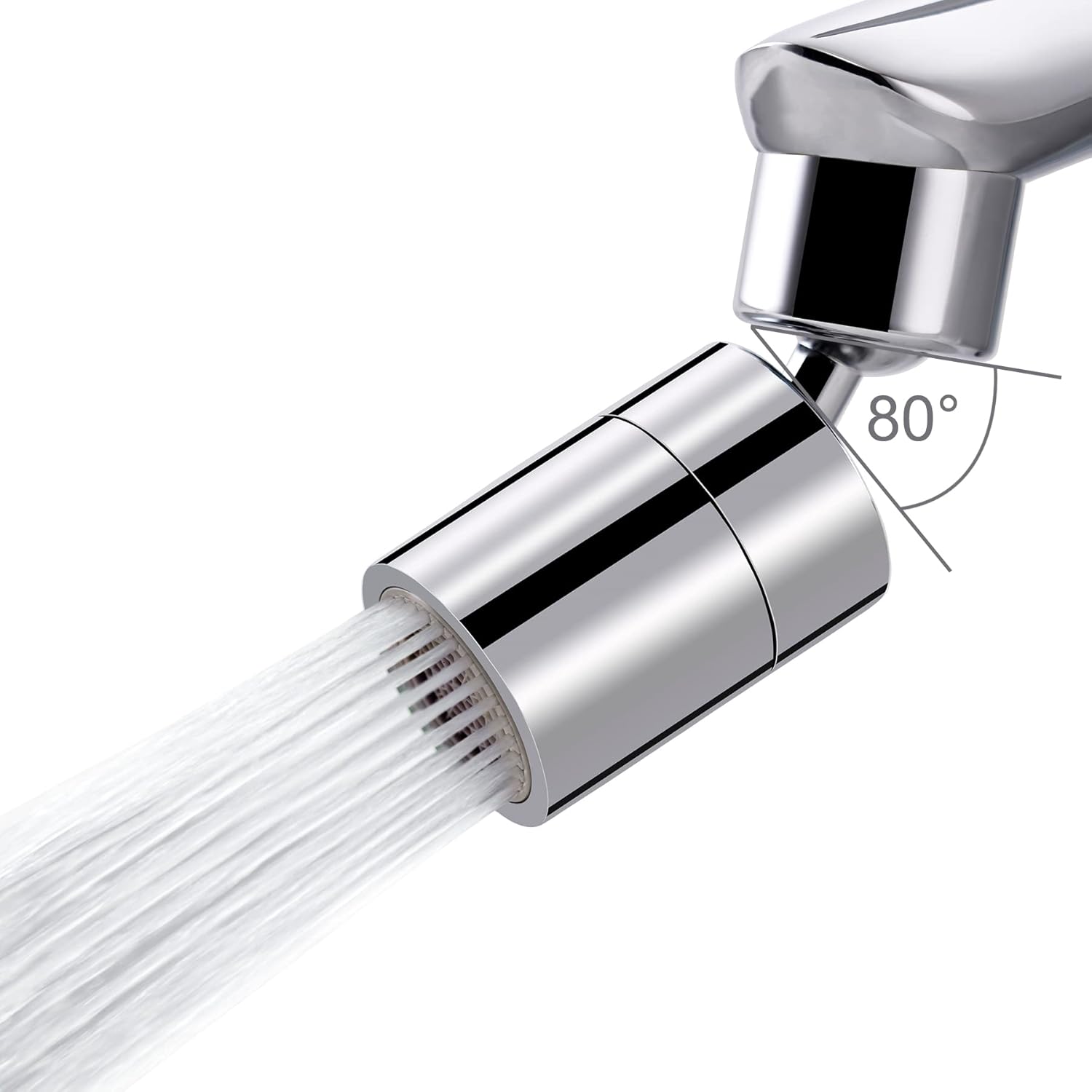 Kitchen Sink Faucet Aerator Solid Brass - Big Angle Swivel Faucet Aerator Dual-Function 2 Sprayer Kitchen Faucet Attachment Swivel Sprayer- 360-Degree Swivel - Polished Chrome/ 1.8GPM - Image 1