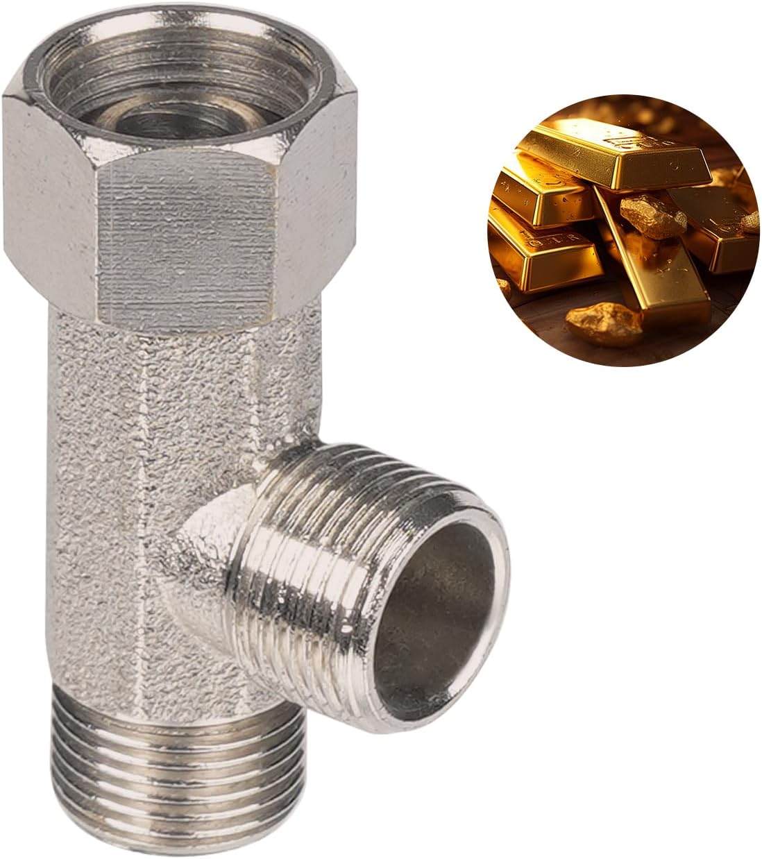 Bidet T Adapter, Metal T Valve for Bidet(3/8” x 3/8” x 3/8”), 3 Way Tee Connector Bidet Attachment for Toilet - Image 1
