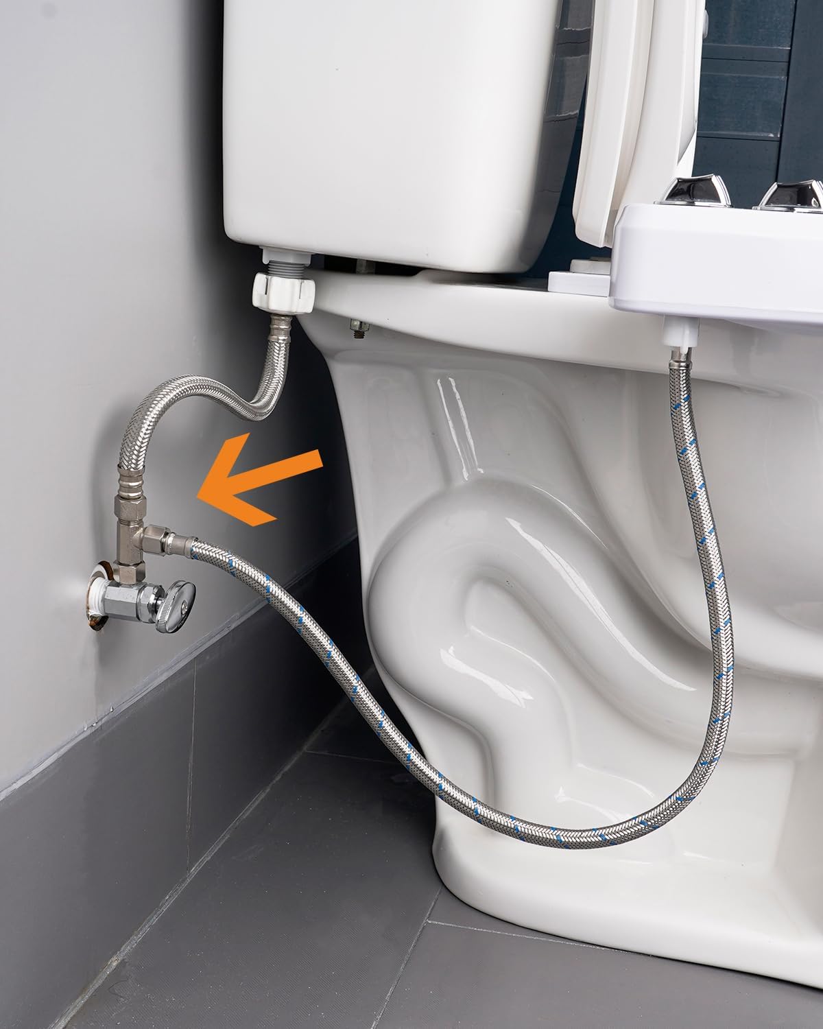 Bidet T Adapter, Metal T Valve for Bidet(3/8” x 3/8” x 3/8”), 3 Way Tee Connector Bidet Attachment for Toilet - Image 4