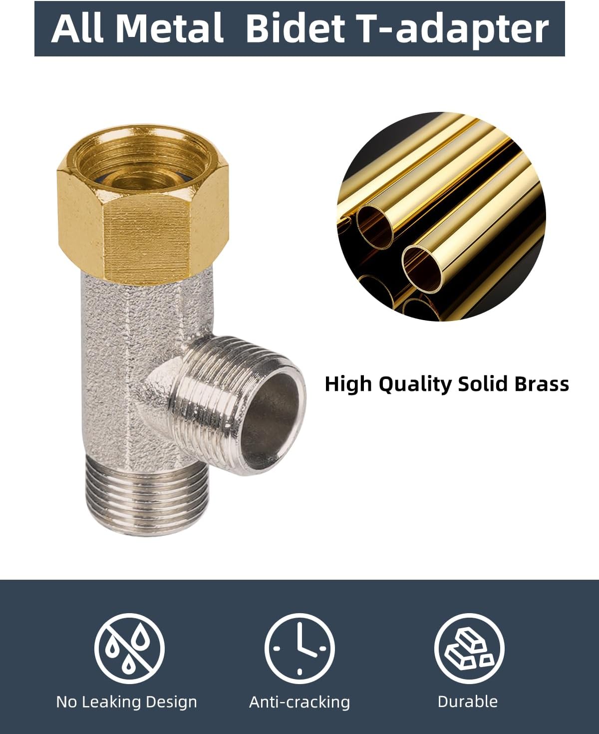 Bidet T Adapter, Metal T Valve for Bidet(3/8” x 3/8” x 3/8”), 3 Way Tee Connector Bidet Attachment for Toilet - Image 5