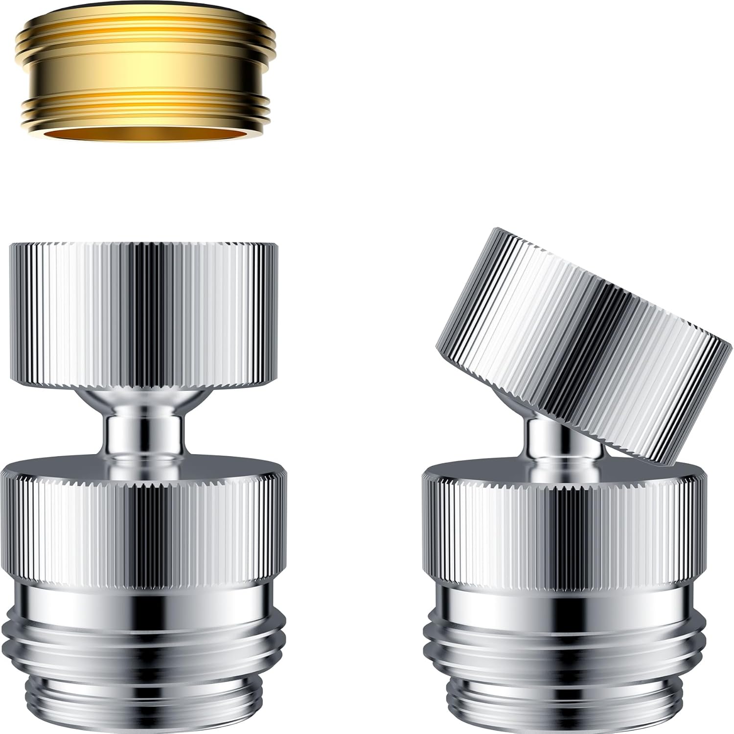 Sink Faucet to Garden Hose Adapter, 360-Degree Swivel 55/64 Inch Female Thread, Sink Hose Attachment for Faucet Adapter Connector, Chrome - Image 1