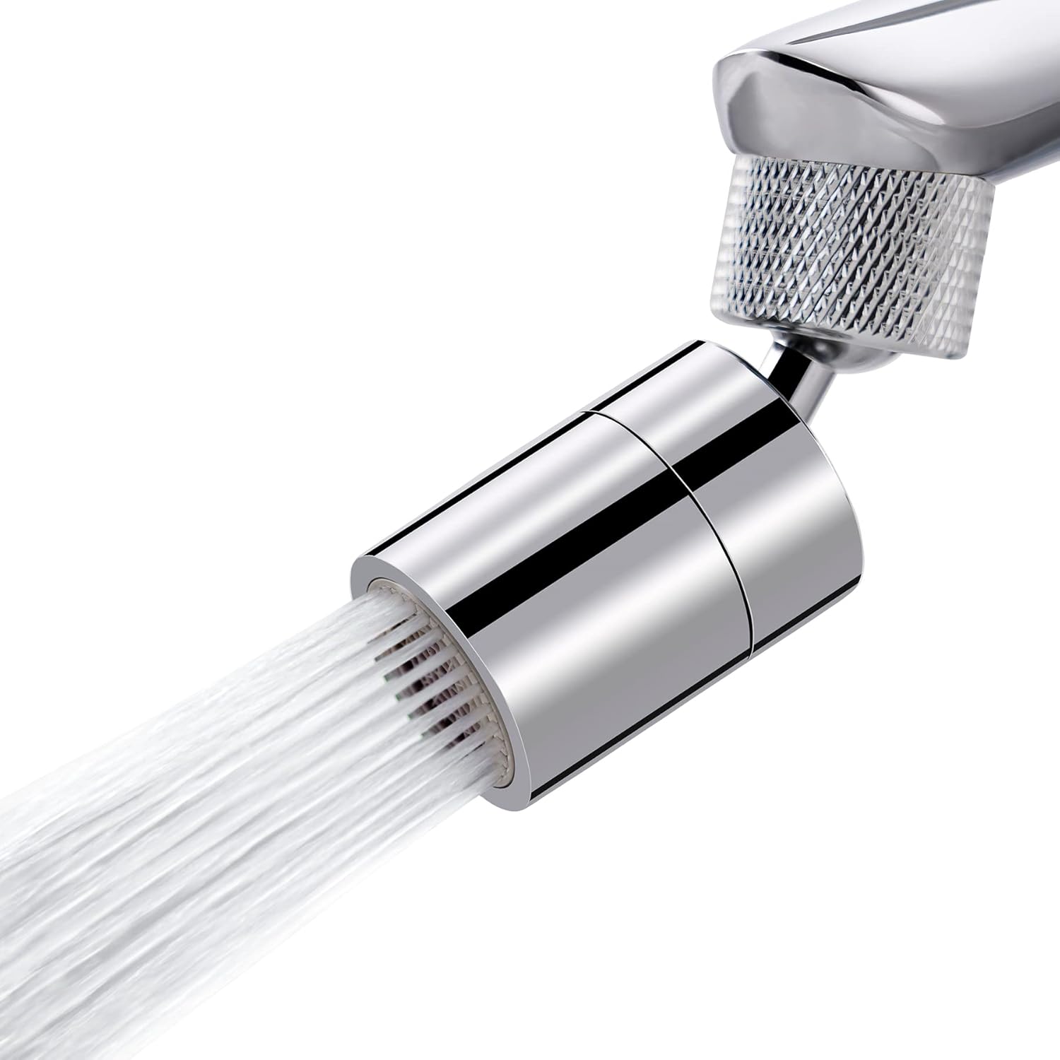 Dual-Function Female Faucet Aerator, 1.8 GPM Extra Big Angle Rotate Kitchen Sink Aerator Sprayer Head 360 Degree Swivel Kitchen Sink Sprayer Attachment-55/64 Inch-27UNS Female Thread-Chrome - Image 1