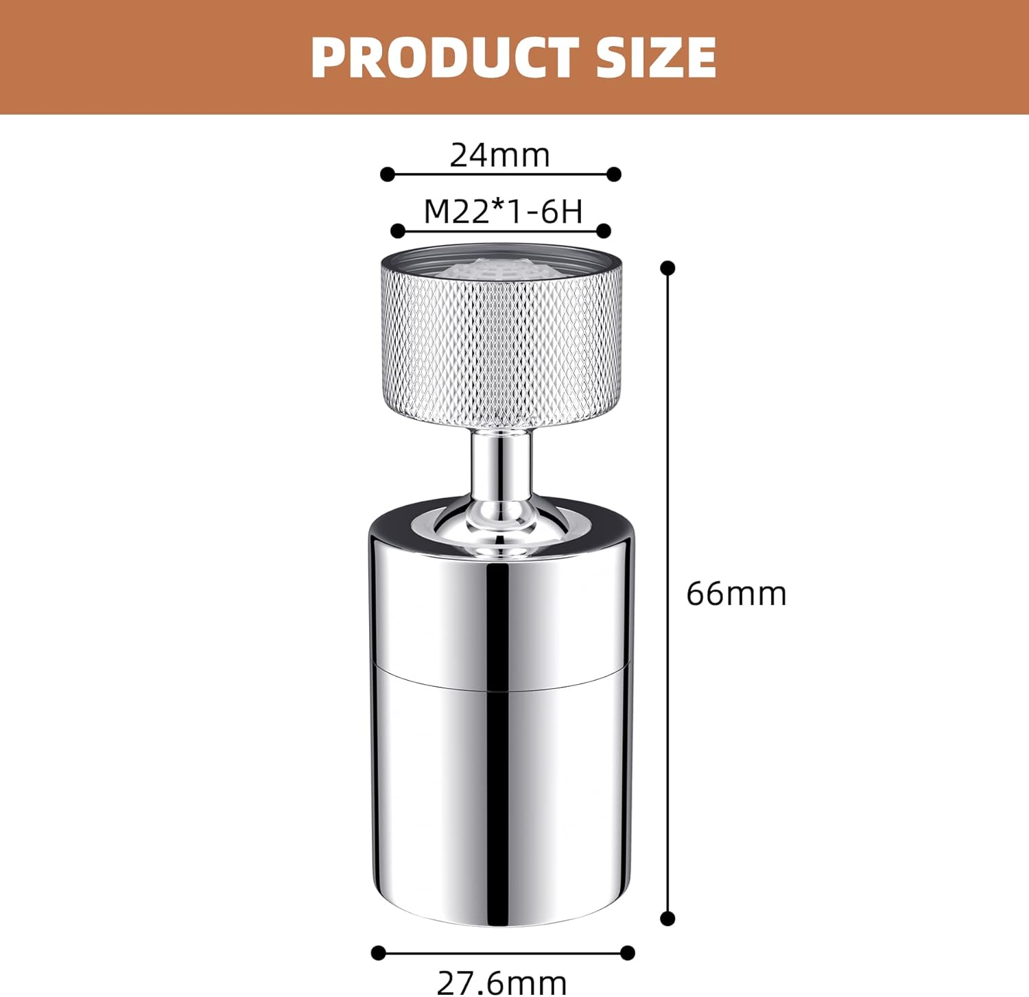Dual-Function Female Faucet Aerator, 1.8 GPM Extra Big Angle Rotate Kitchen Sink Aerator Sprayer Head 360 Degree Swivel Kitchen Sink Sprayer Attachment-55/64 Inch-27UNS Female Thread-Chrome - Image 7