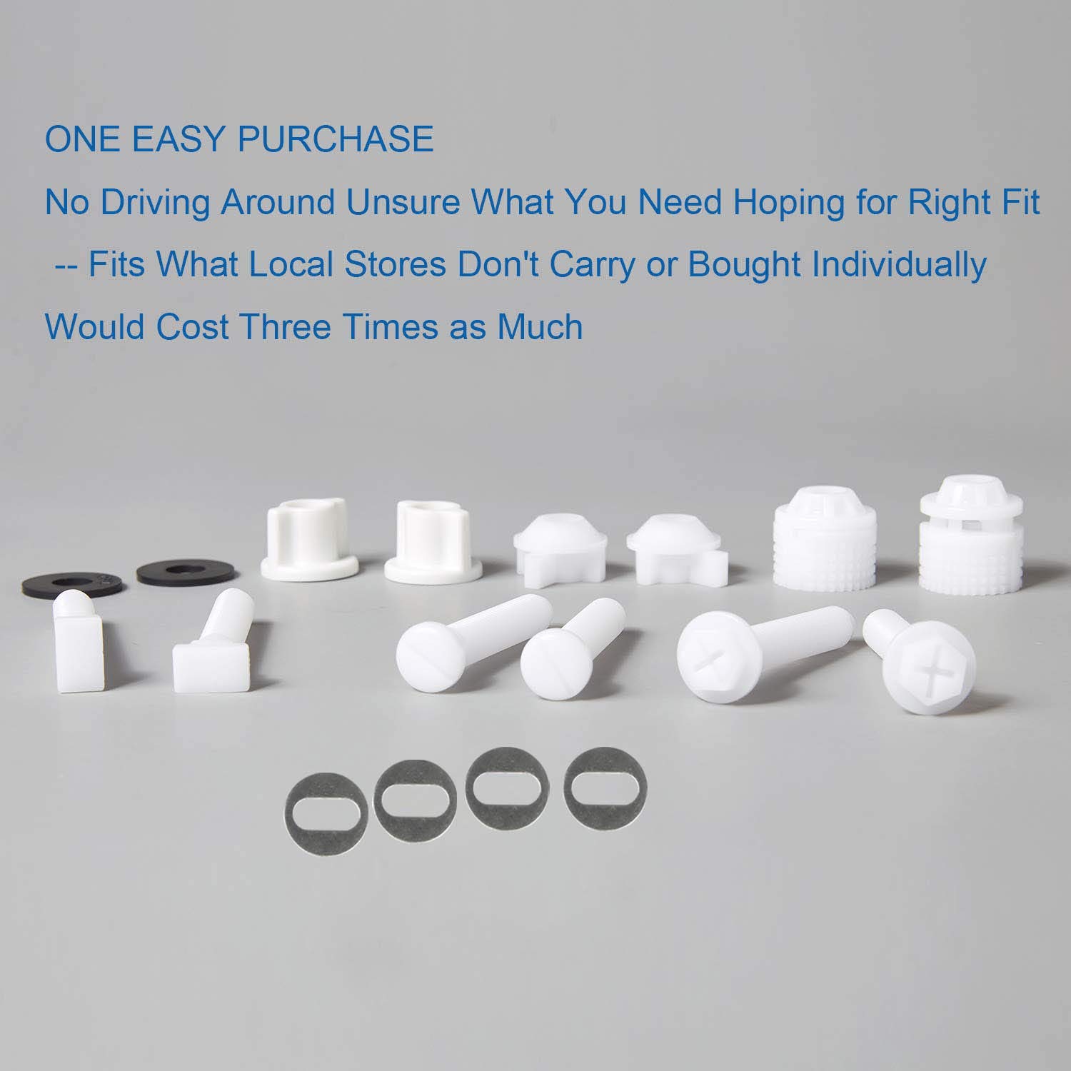 Universal Toilet Seat Hinge Bolt Screw for Top Mount Toilet Seat Hinges, Downlock Nuts can Slip Over Bolts Threads for Rapid Installation Without Screwing in-White Plastic Replacement Parts - Image 5