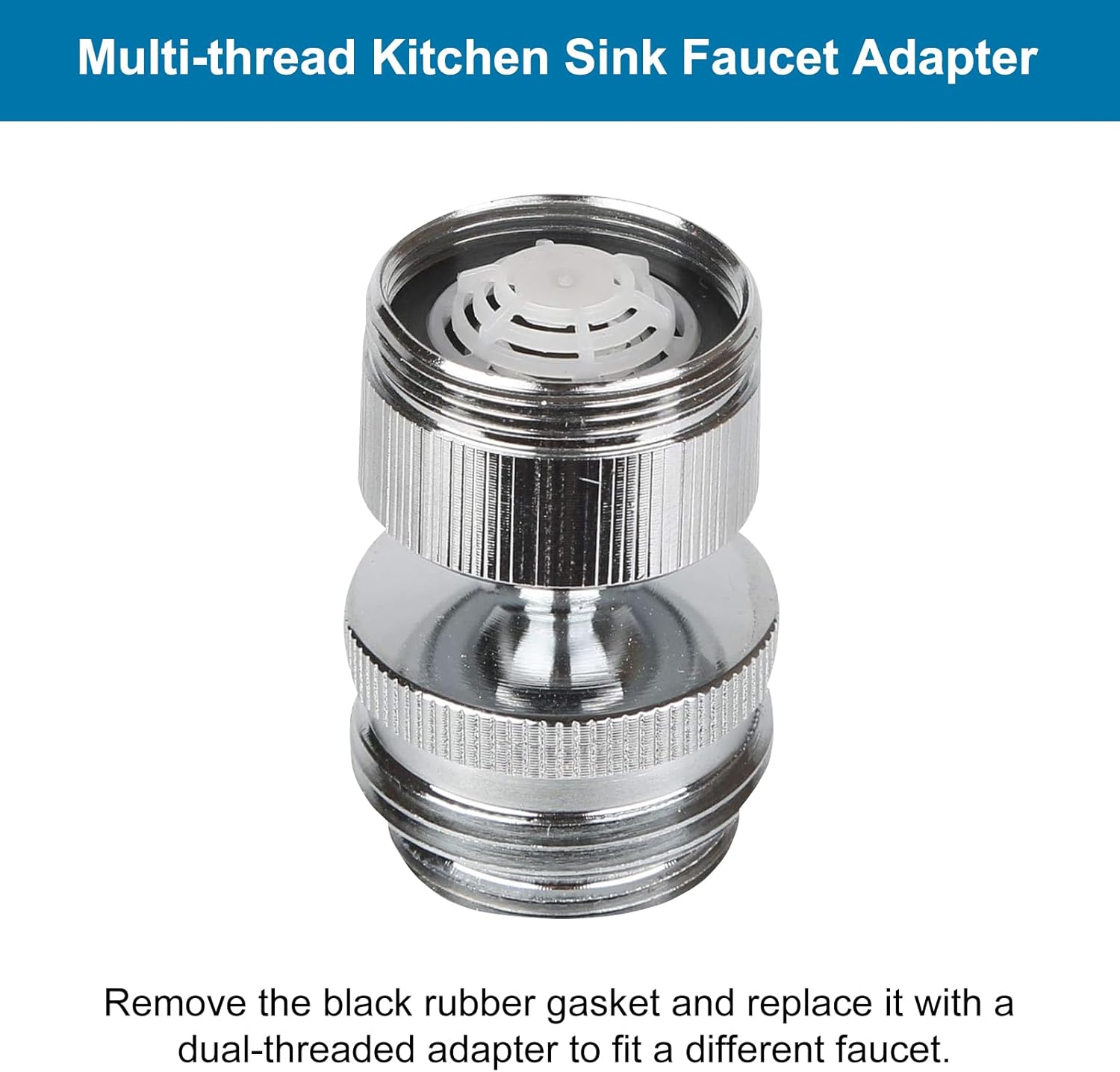 Faucet Adapter Kit, Swivel Aerator Adapter to Connect Garden Hose - Multi-Thread Kitchen Sink Faucet to Garden Hose Adapter 3/4 Inch - Chrome Finished - Image 7