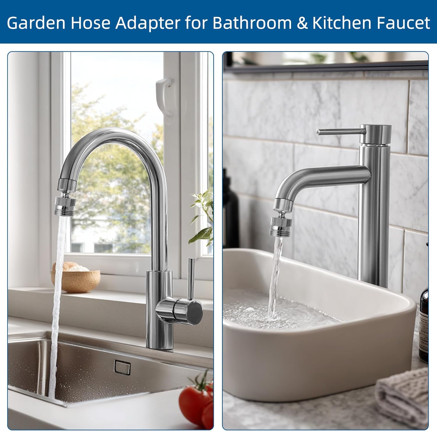 Garden Hose Adapter Kit - Sink Swivel Faucet Aerator to Connect Hose, Multi-Thread With Cache Aerator Key for Male and Female Connections, Chrome Finish - Image 5