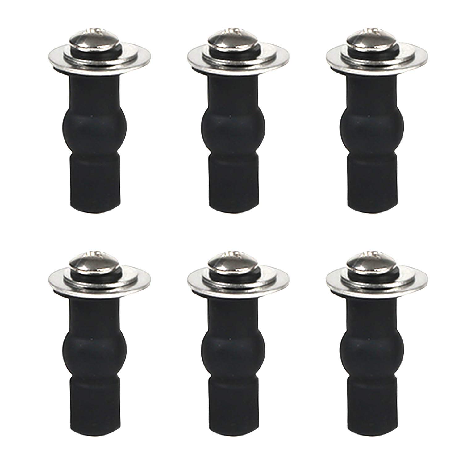 6 Pack Universal Toilet Seat Hinges Screw, Toilet Seat Hinges Blind Hole fixings Expanding Rubber Top Fix Nuts Screws for Top Mounting Toilet Seat Hinges-3 Pairs (with One Expandable Ball) - Image 1