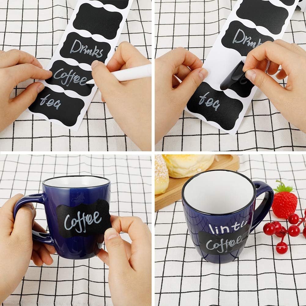 Cerolopy 150Pcs Waterproof Chalkboard Labels, Reusable Blackboard Stickers for Kitchen Organize with 1 White Chalk Pen,Removable Label Sticker on a Roll for Jars, Scrapbooking(Lace Shape) - Image 6