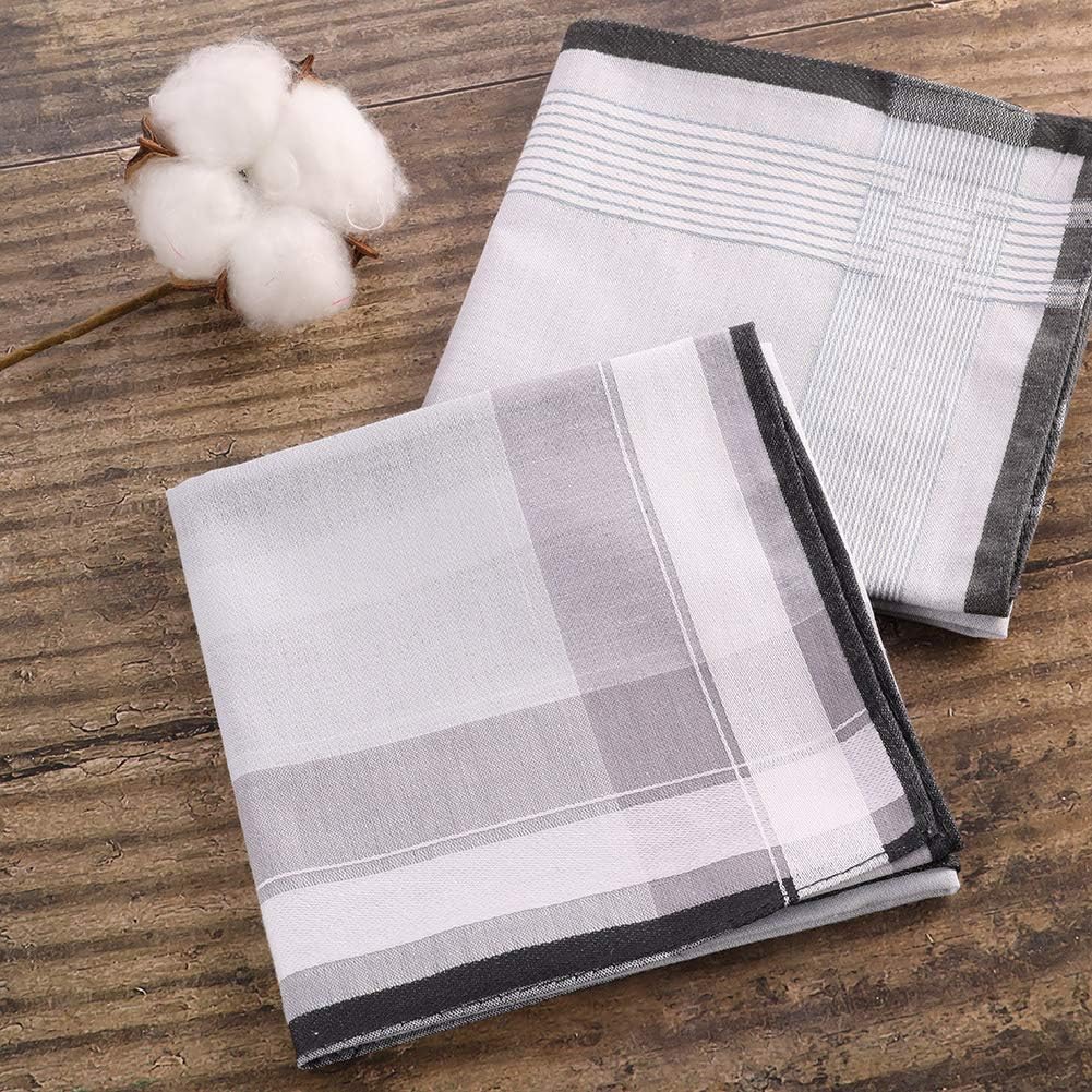 12 Pcs 100% Cotton Men’s Plaid Handkerchief, Soft Hanky with Classic Stripe, Ideal Gift Set for Men. (4 Styles) (Plaid) - Image 7