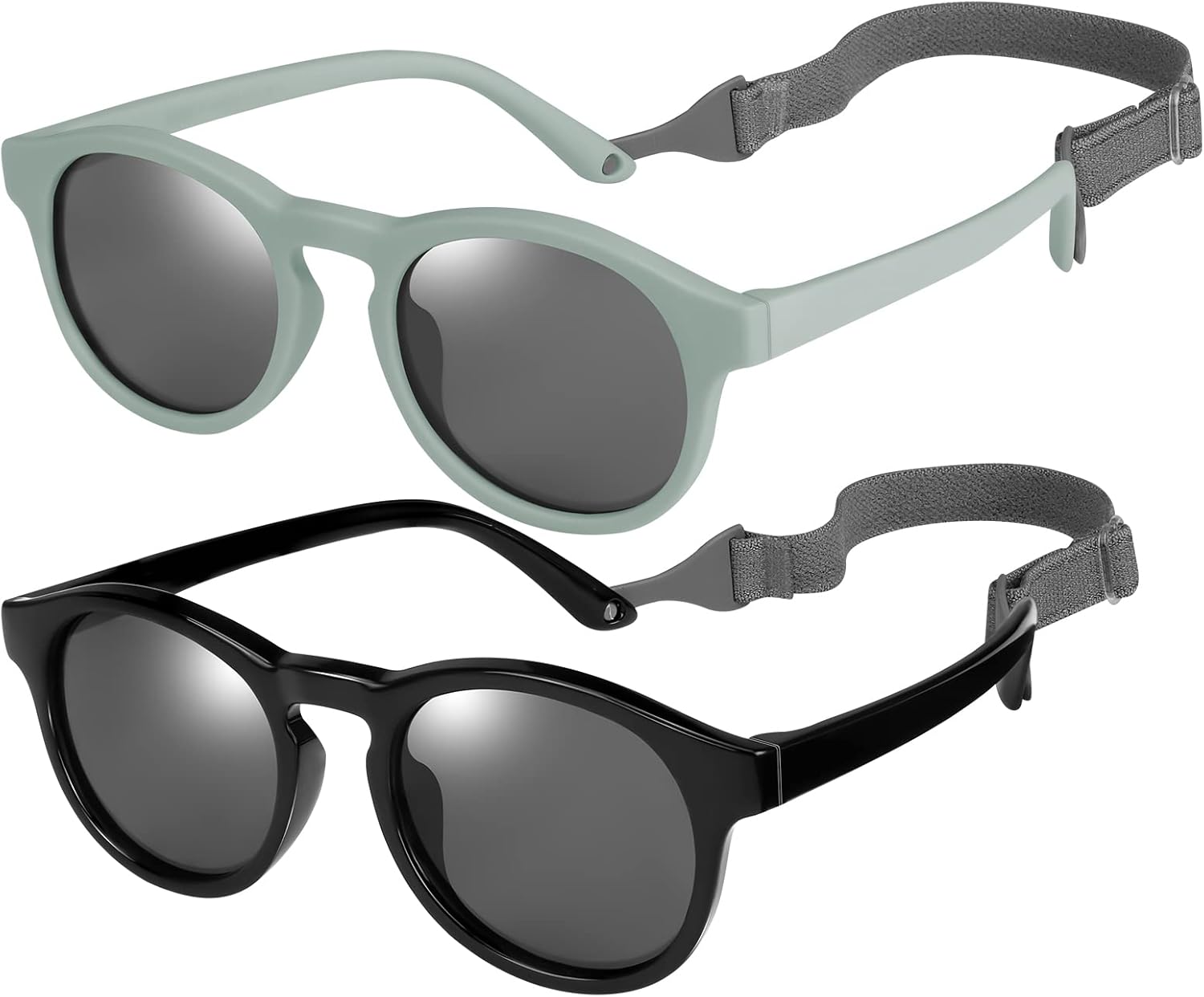 2 PCS Baby Toddler Sunglasses with Strap Kids Polarized Sun Glasses UV-400 Flexible Frame Unbreakable Sunglasses for Boys and Girls Age 0-3 - Image 1